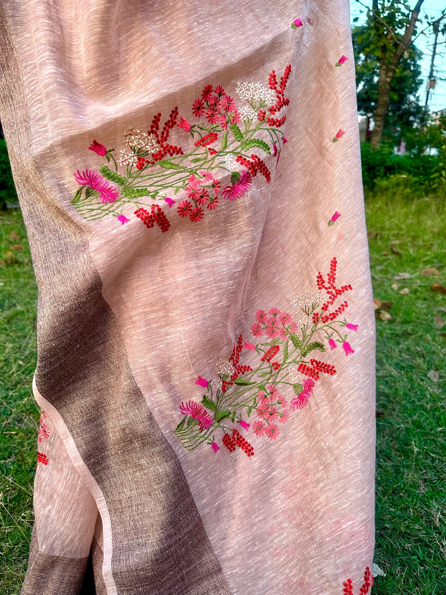 Multicolor Floral Embroidered Saree - Vanesara