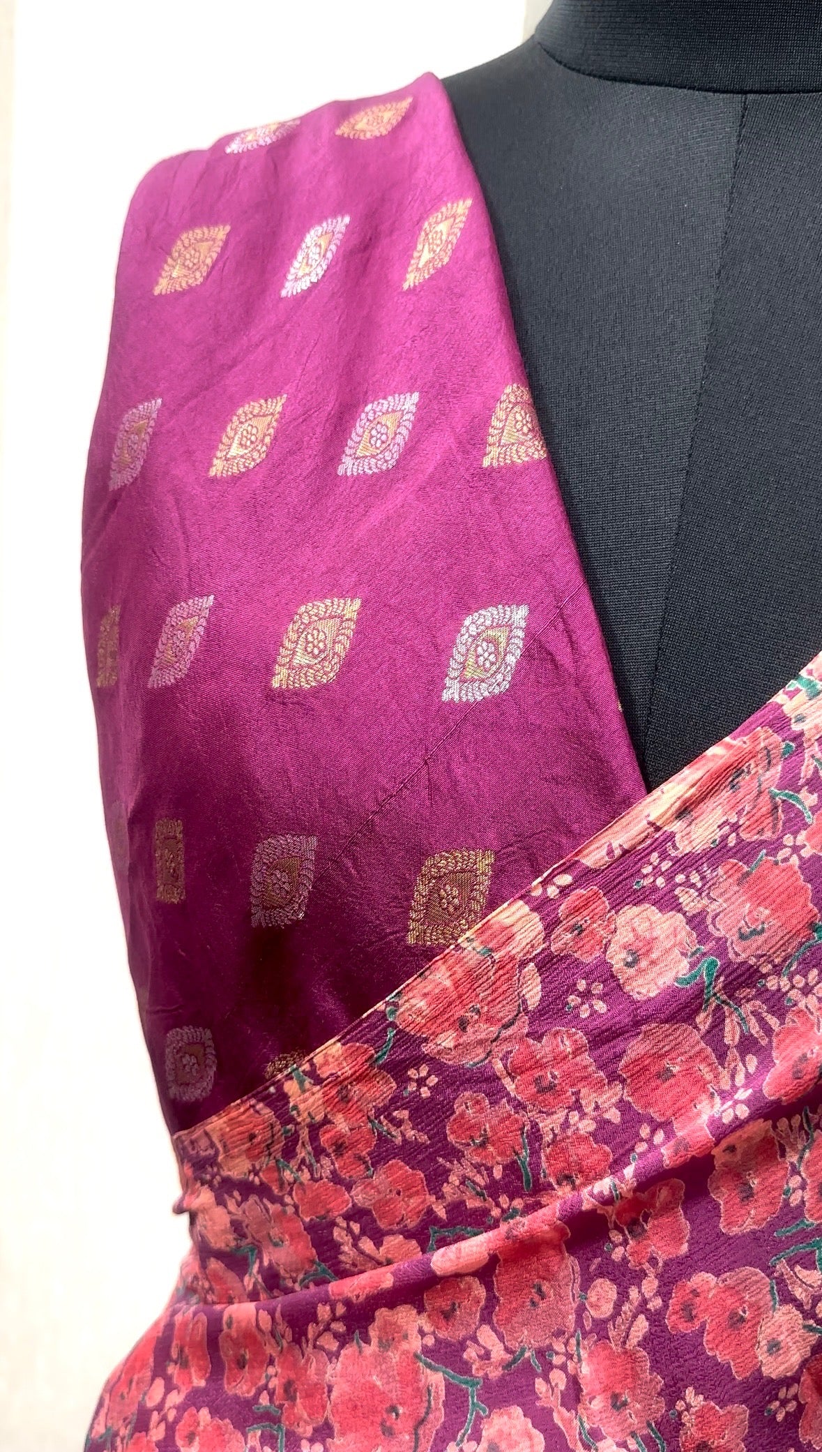 Chinon Crepe Saree With Touch Of Zari - Vanesara