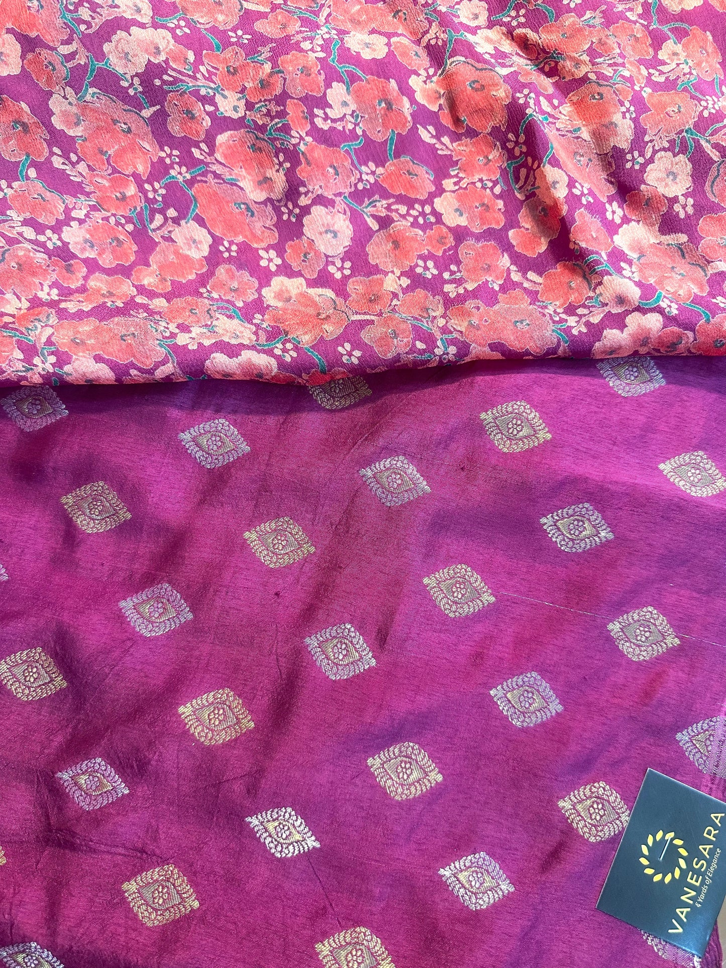 Chinon Crepe Saree With Touch Of Zari - Vanesara