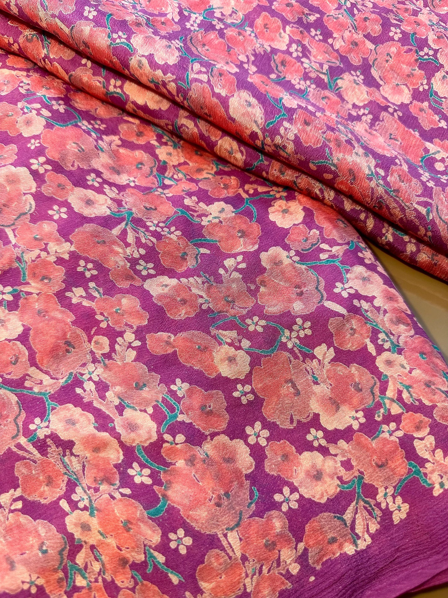 Chinon Crepe Saree With Touch Of Zari - Vanesara