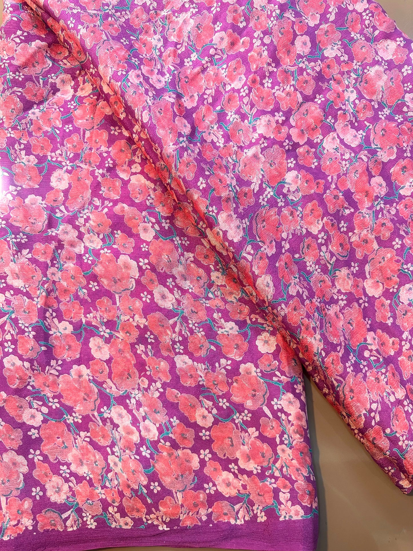Chinon Crepe Saree With Touch Of Zari - Vanesara