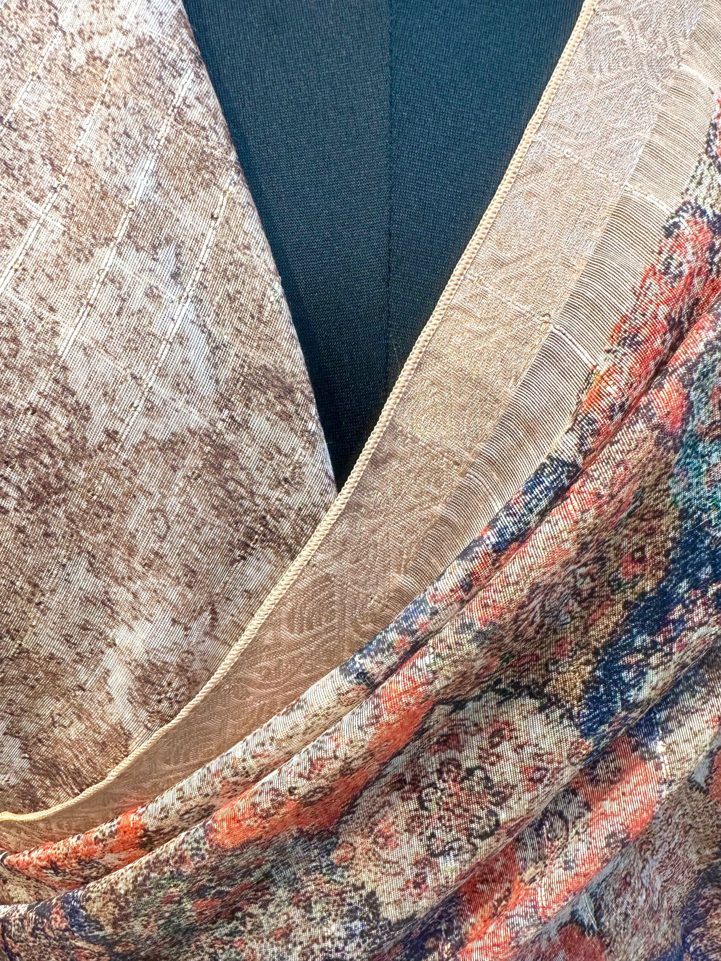 Brown Organza Floral Print and Zari Saree - Vanesara
