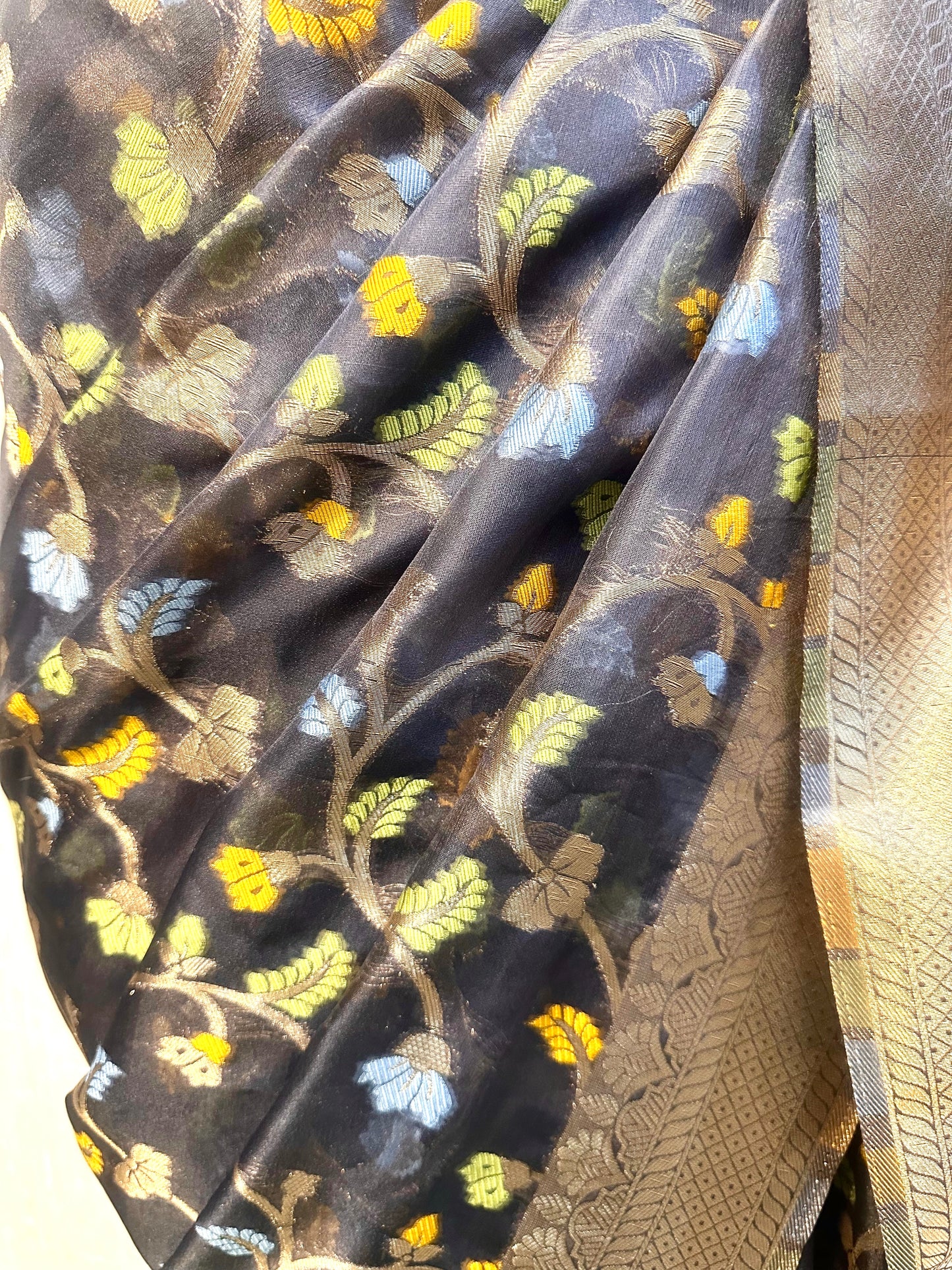 Multicolor Floral Print Organza Saree