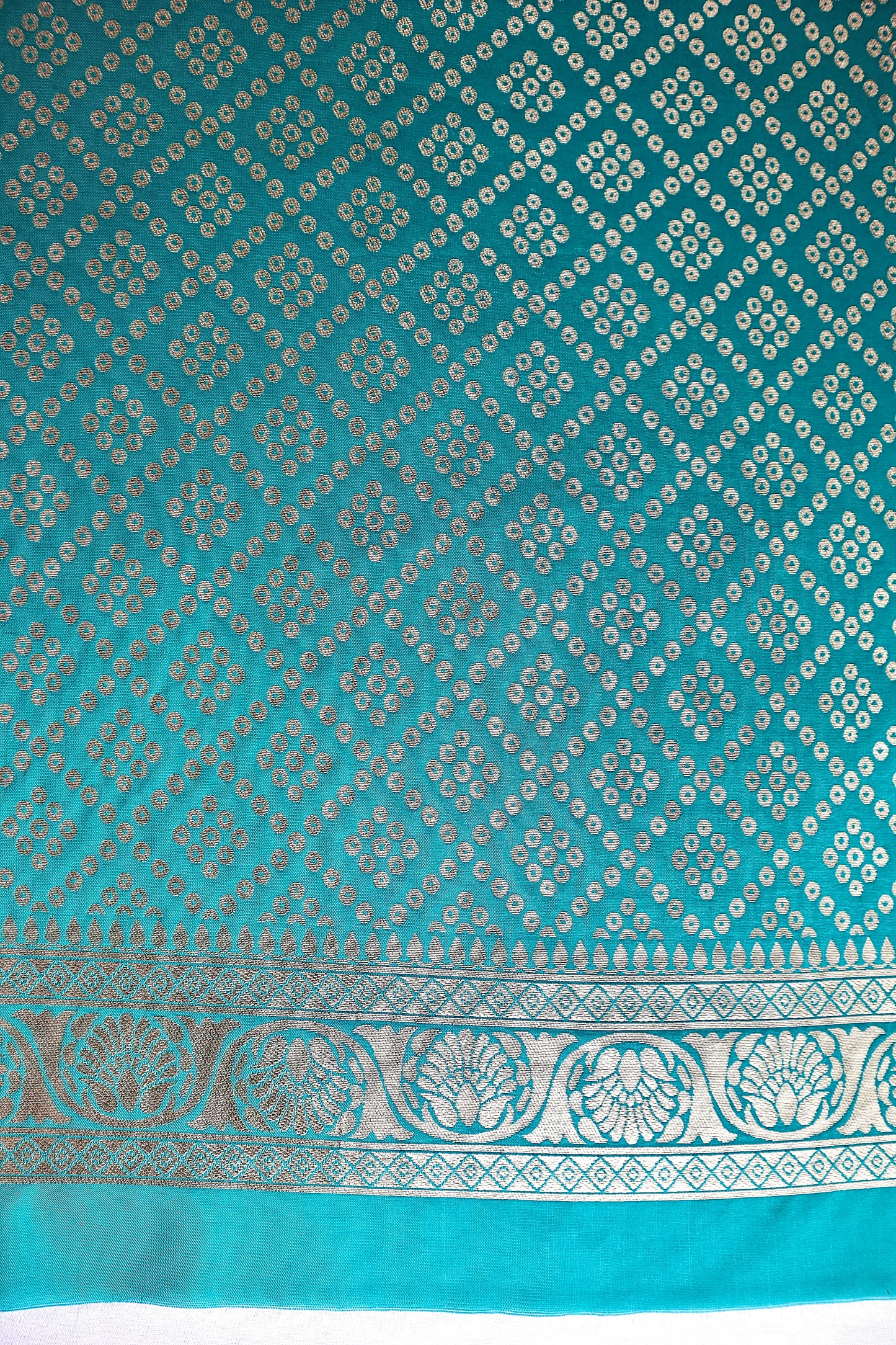 Cotton Zari Woven Blue-Green Saree - Vanesara