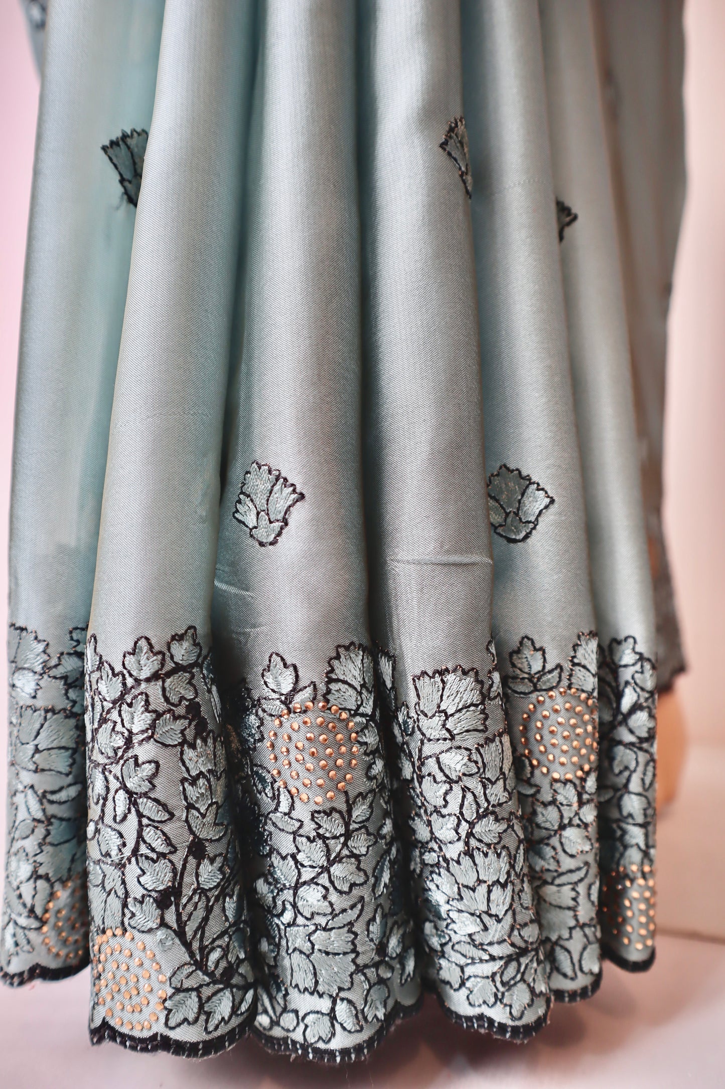 Thread work saree with Swarovski touch - Vanesara