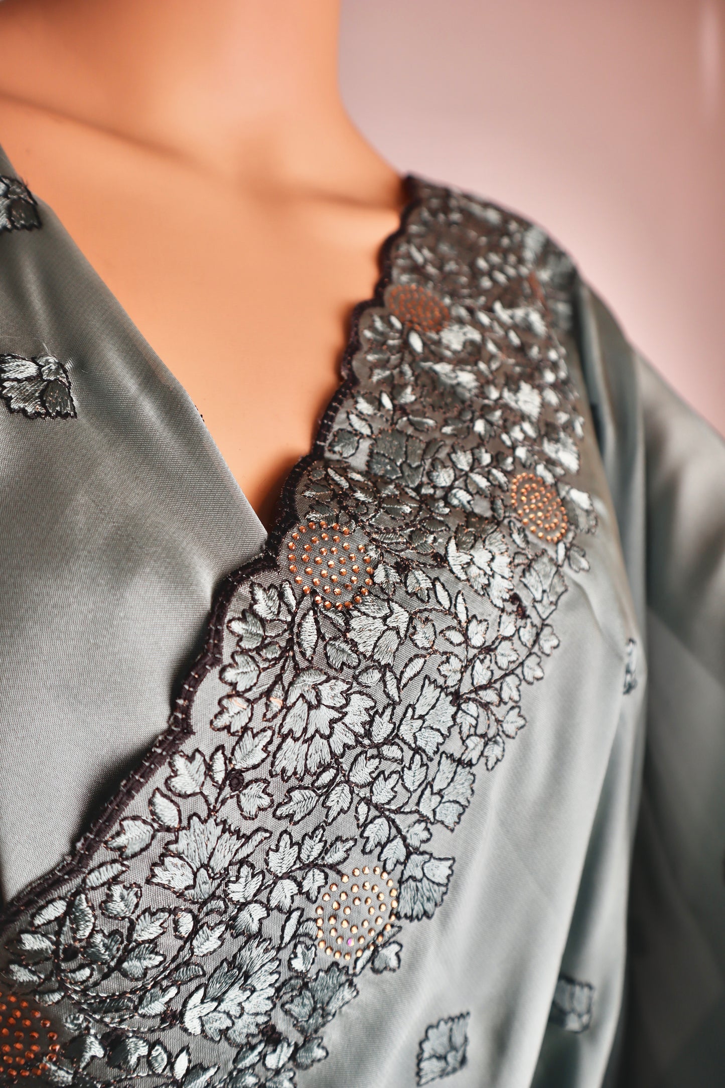 Thread work saree with Swarovski touch - Vanesara