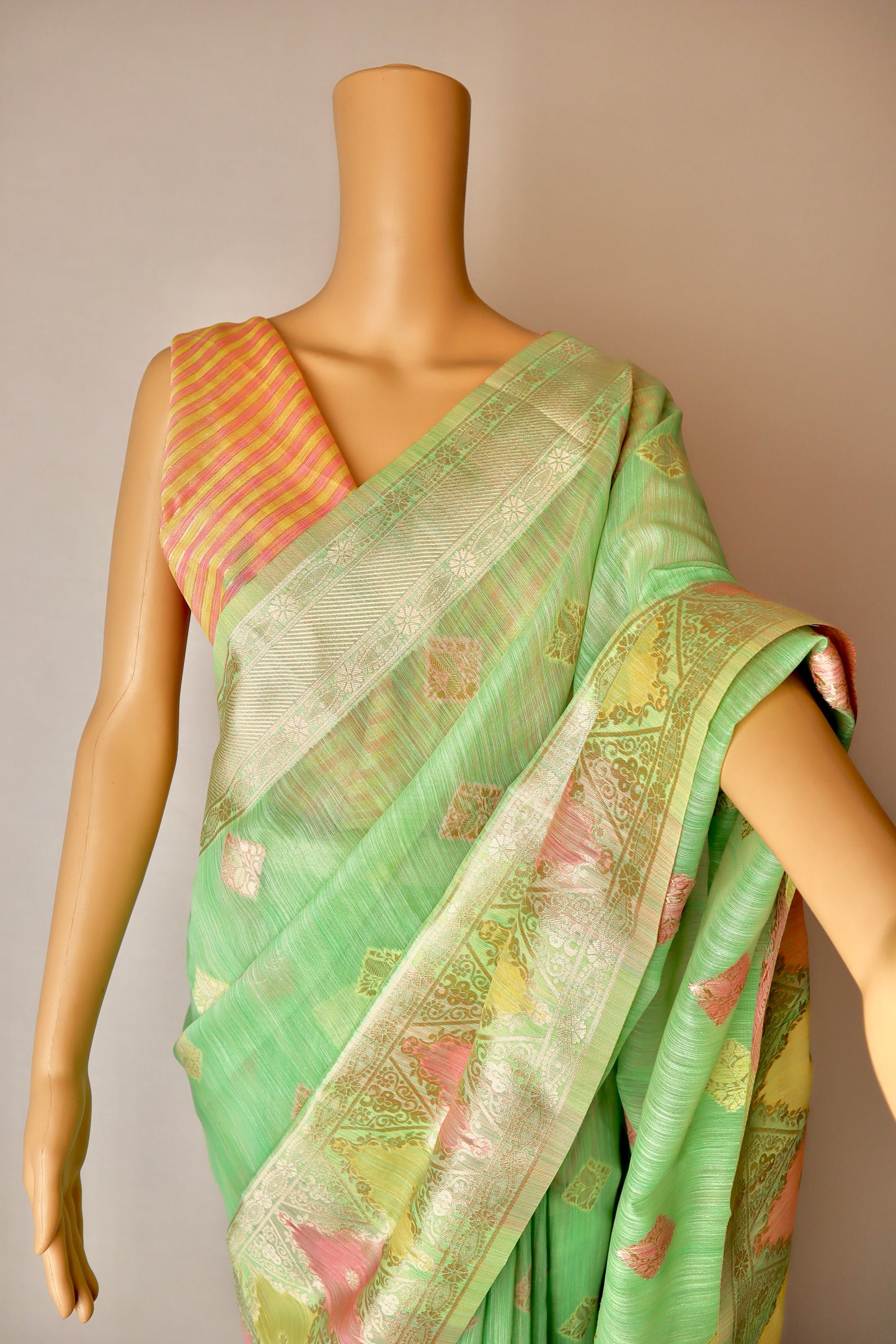 Multicolor Cotton Summer Saree - Vanesara