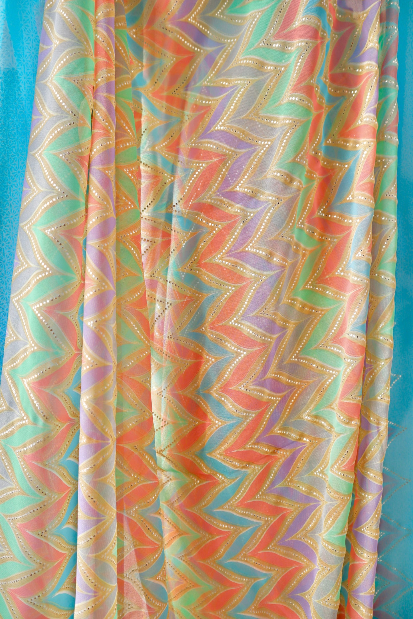 Blue printed georgette saree - Vanesara