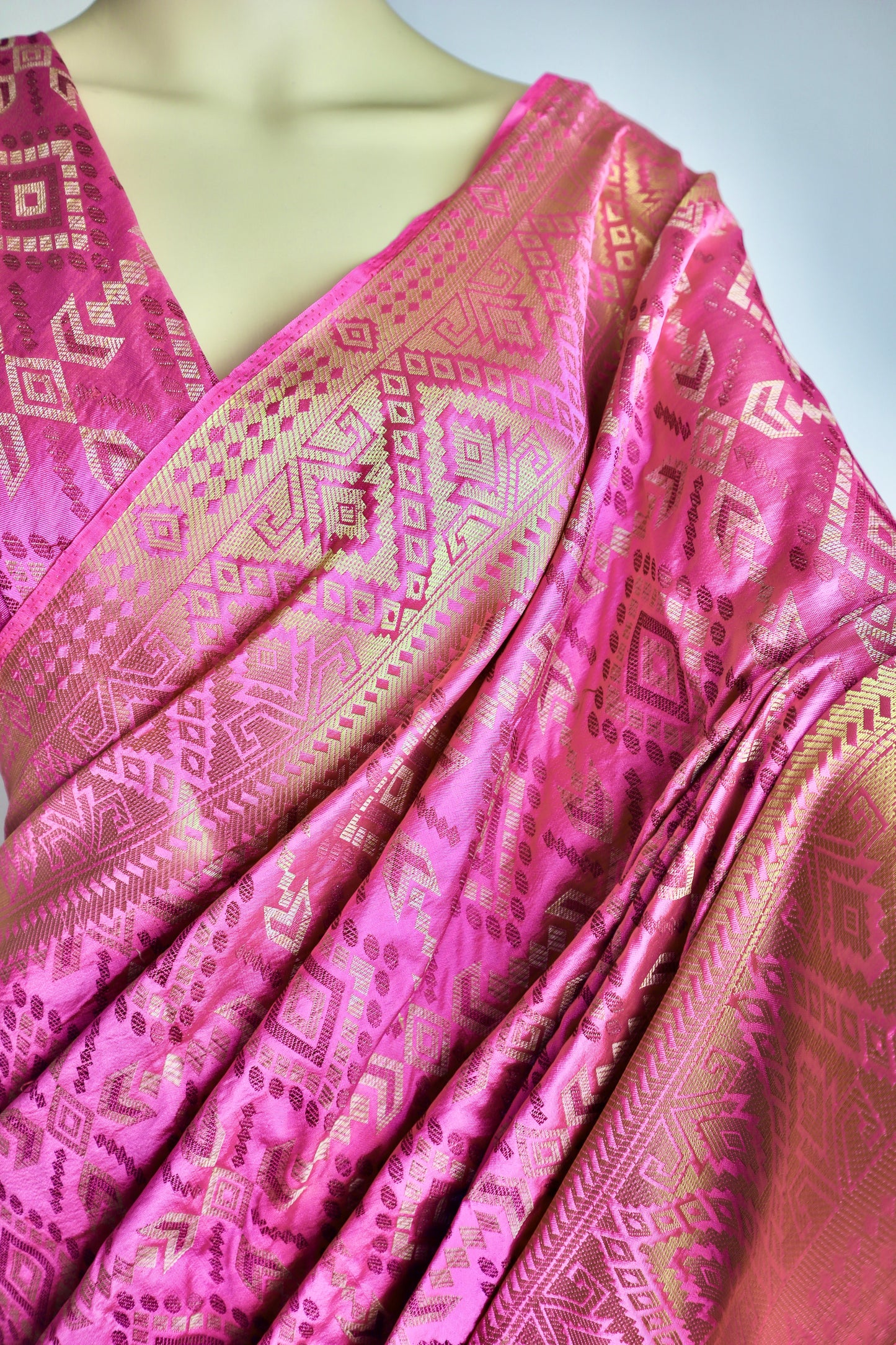 Block Printed Pure Silk Saree - Vanesara