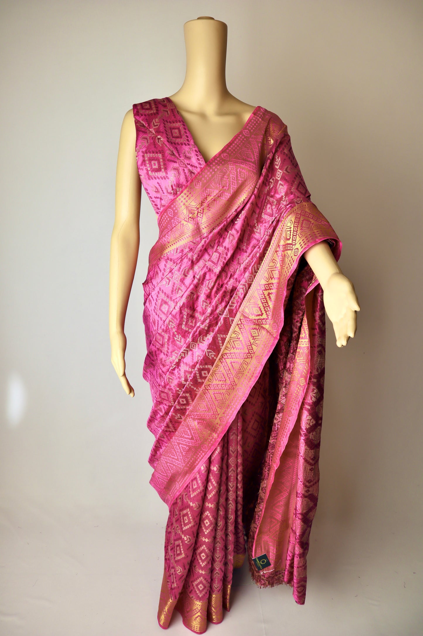 Block Printed Pure Silk Saree - Vanesara