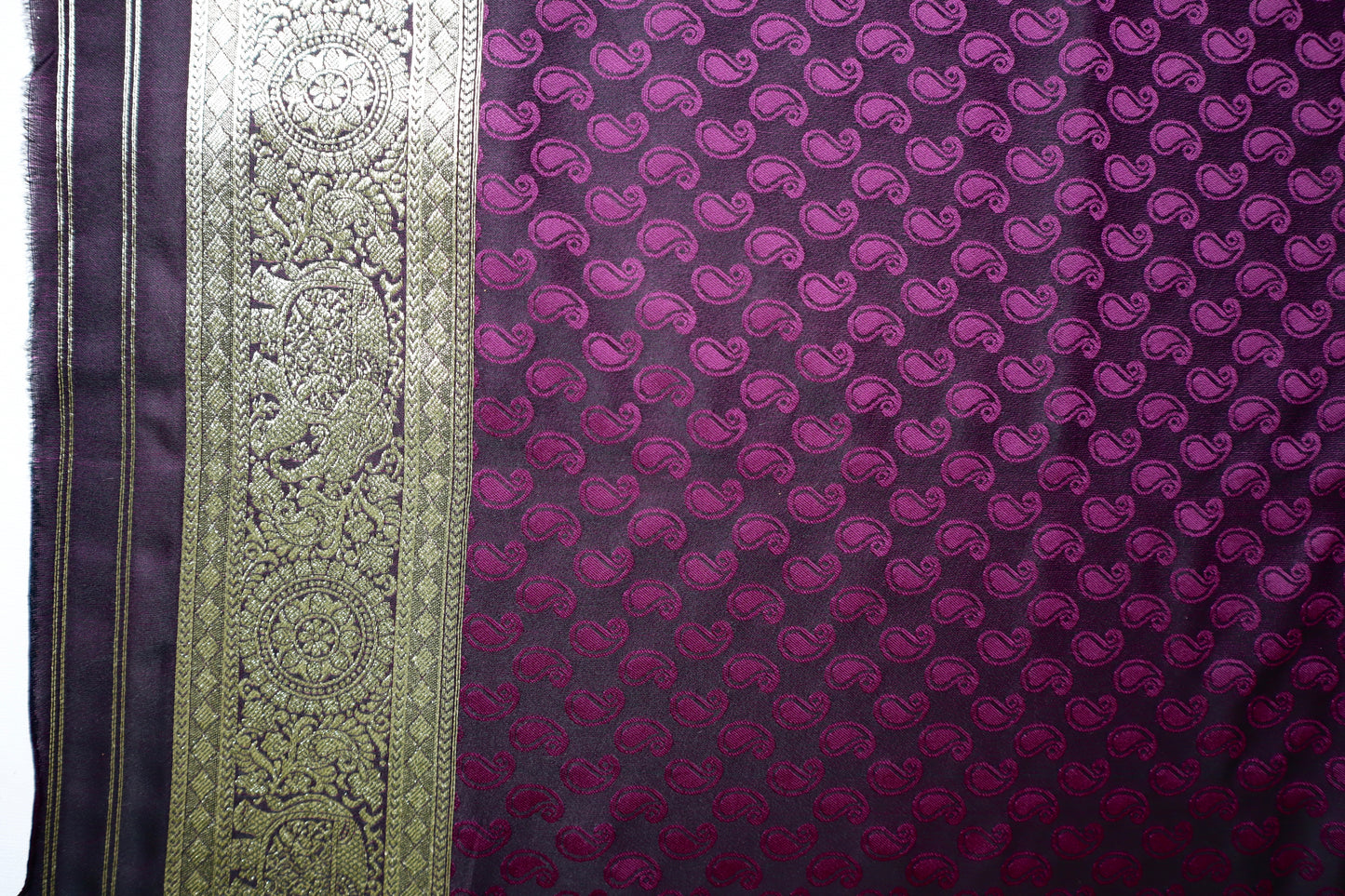 Embroidered Purple Silk Saree - Vanesara