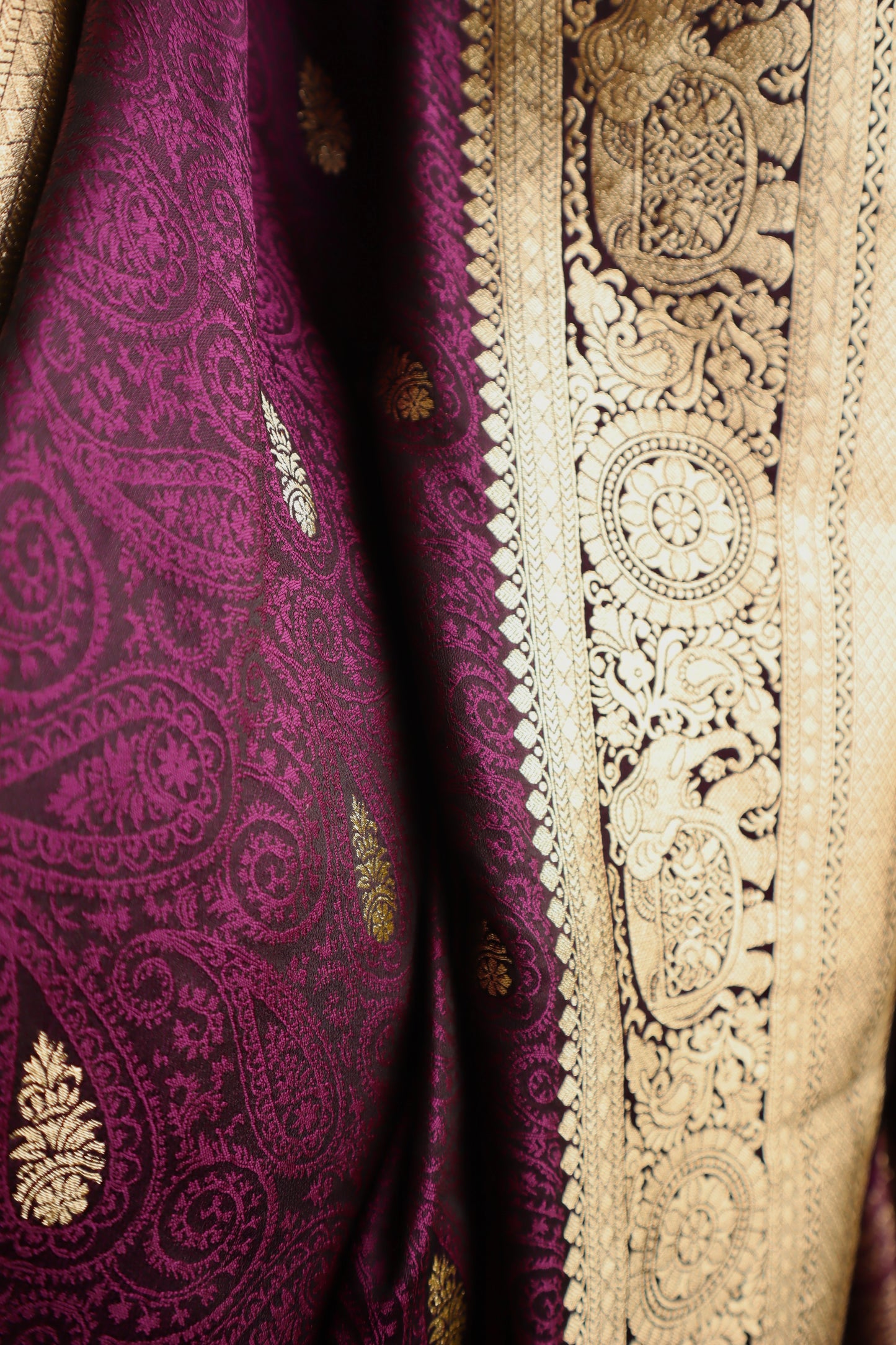 Embroidered Purple Silk Saree - Vanesara