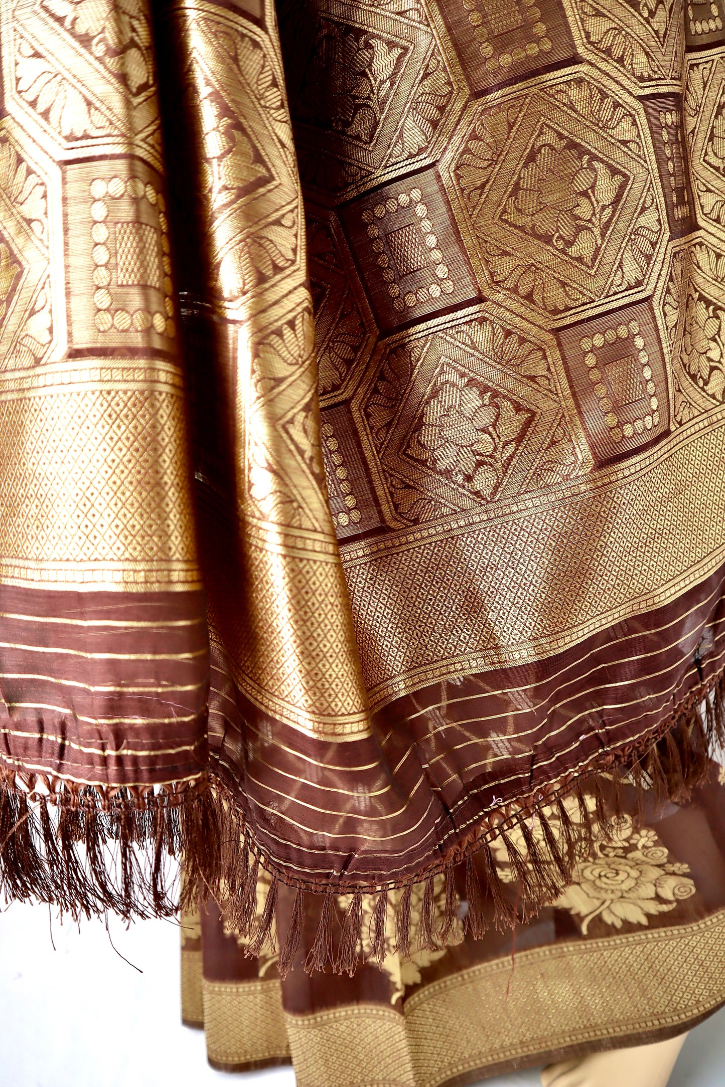 Brown Printed Pure Cotton Saree - Vanesara