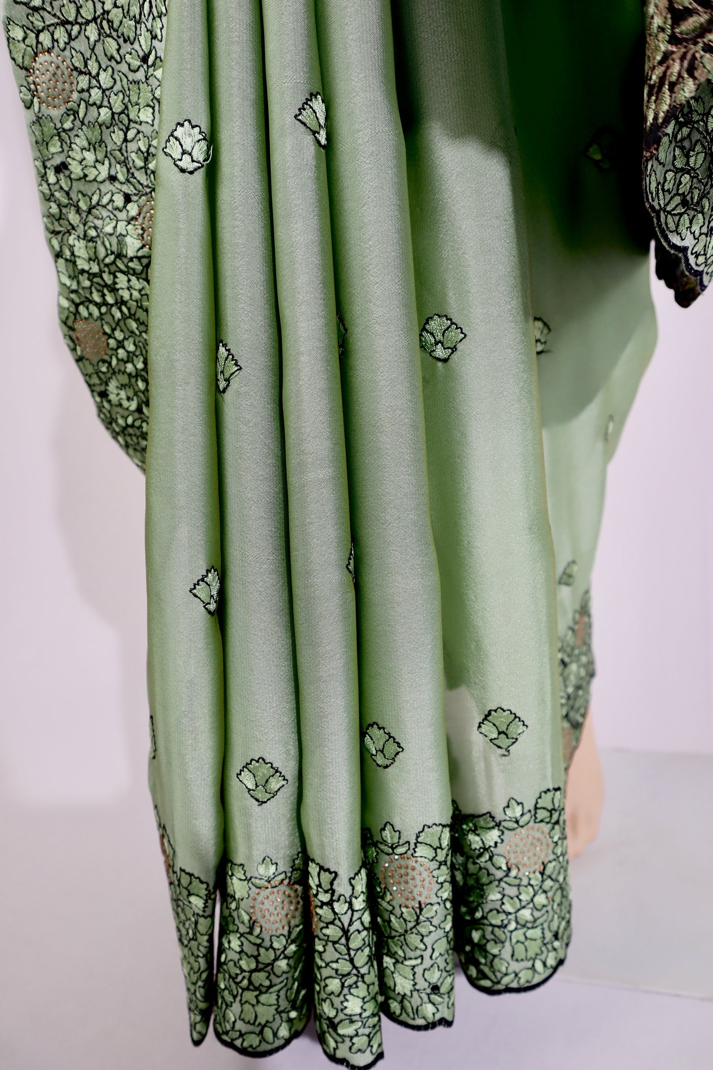 Thread work saree with Swarovski touch - Vanesara