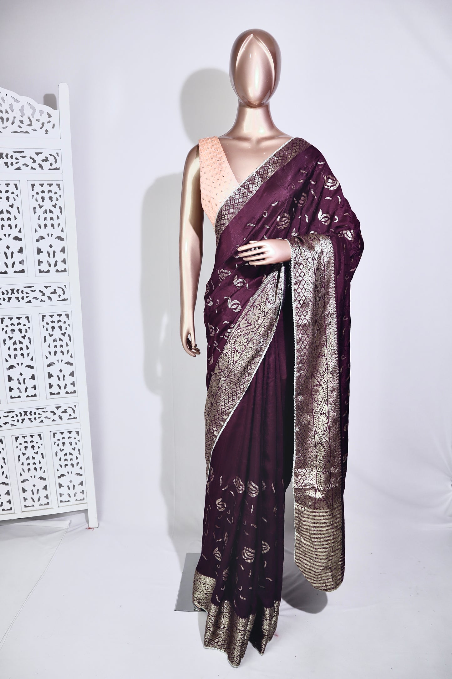 Floral Sequin Work All Over Silk - Vanesara