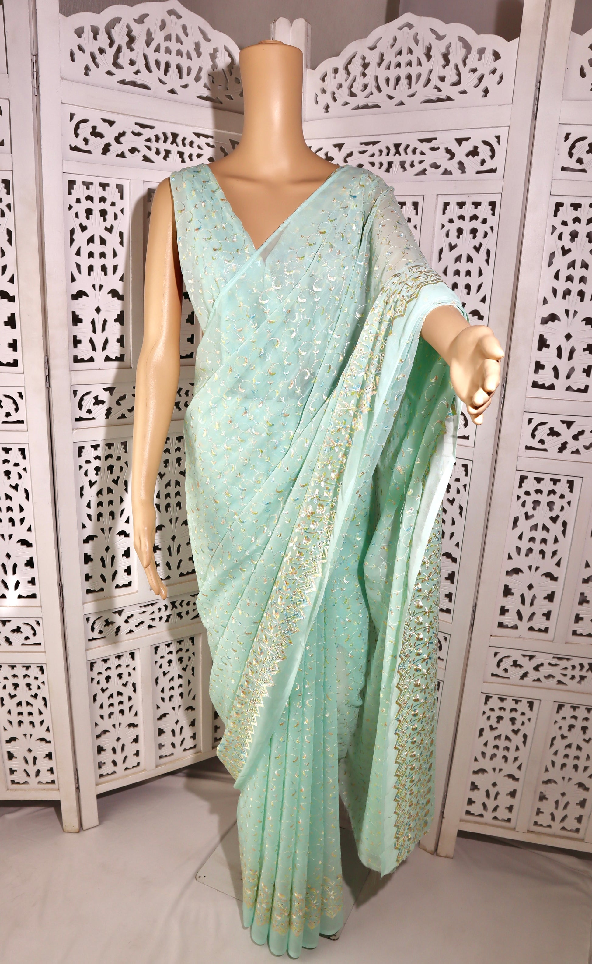 Handmade Silk Sequin Saree - Vanesara