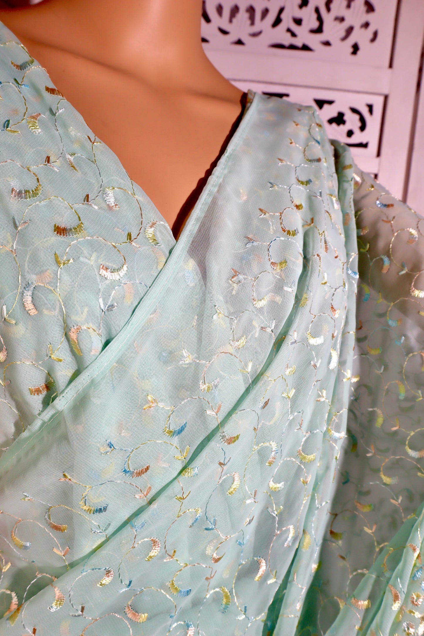 Handmade Silk Sequin Saree - Vanesara