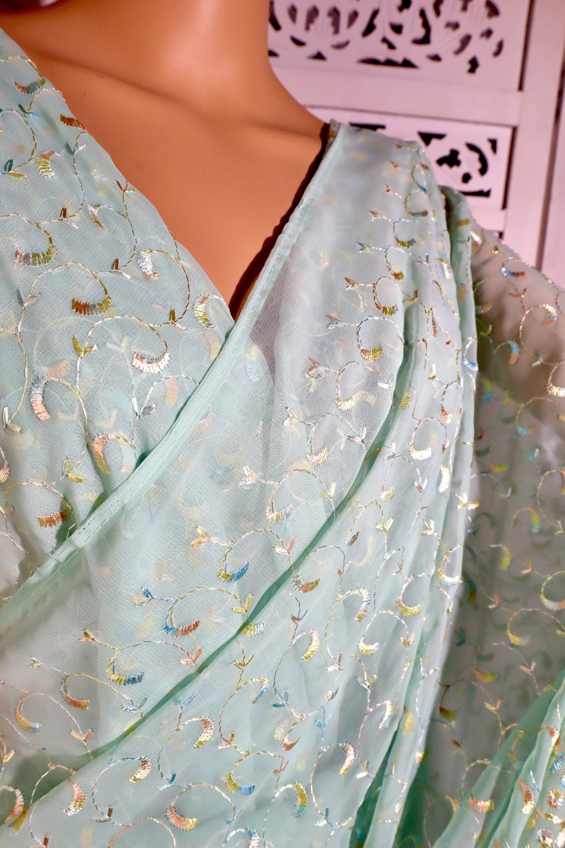 Handmade Silk Sequin Saree - Vanesara