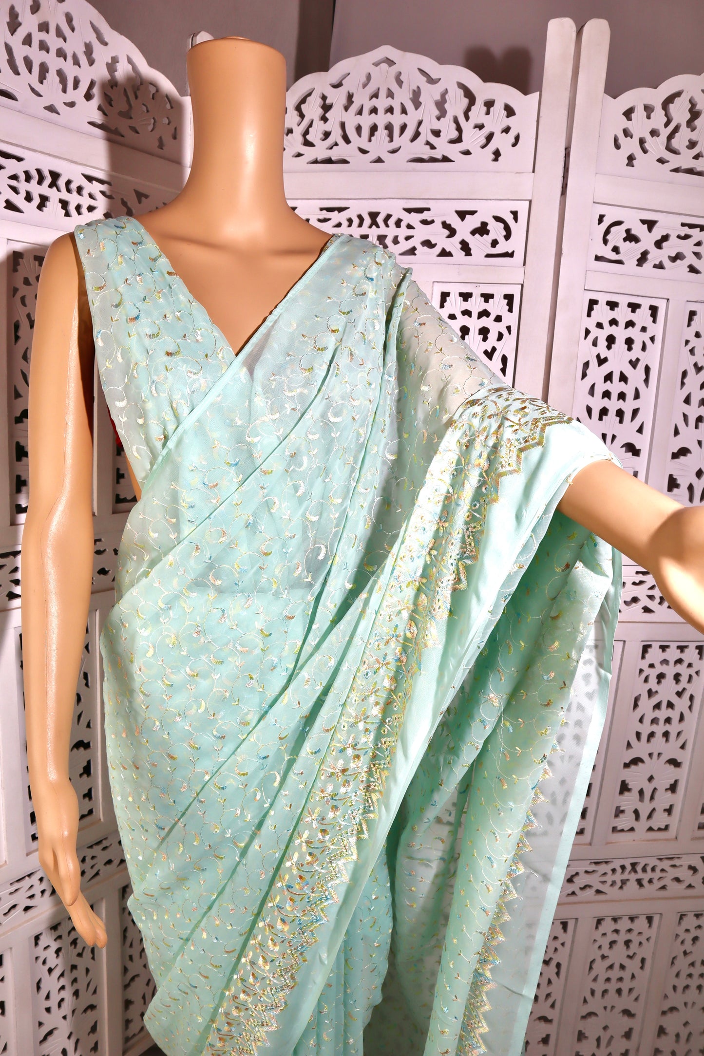 Handmade Silk Sequin Saree - Vanesara