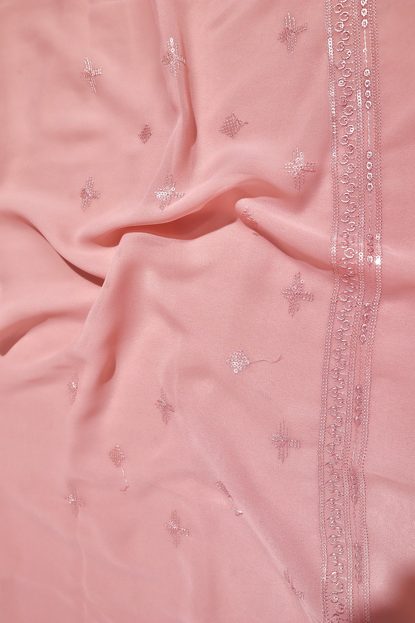 Pink Sequins Georgette Saree - Vanesara