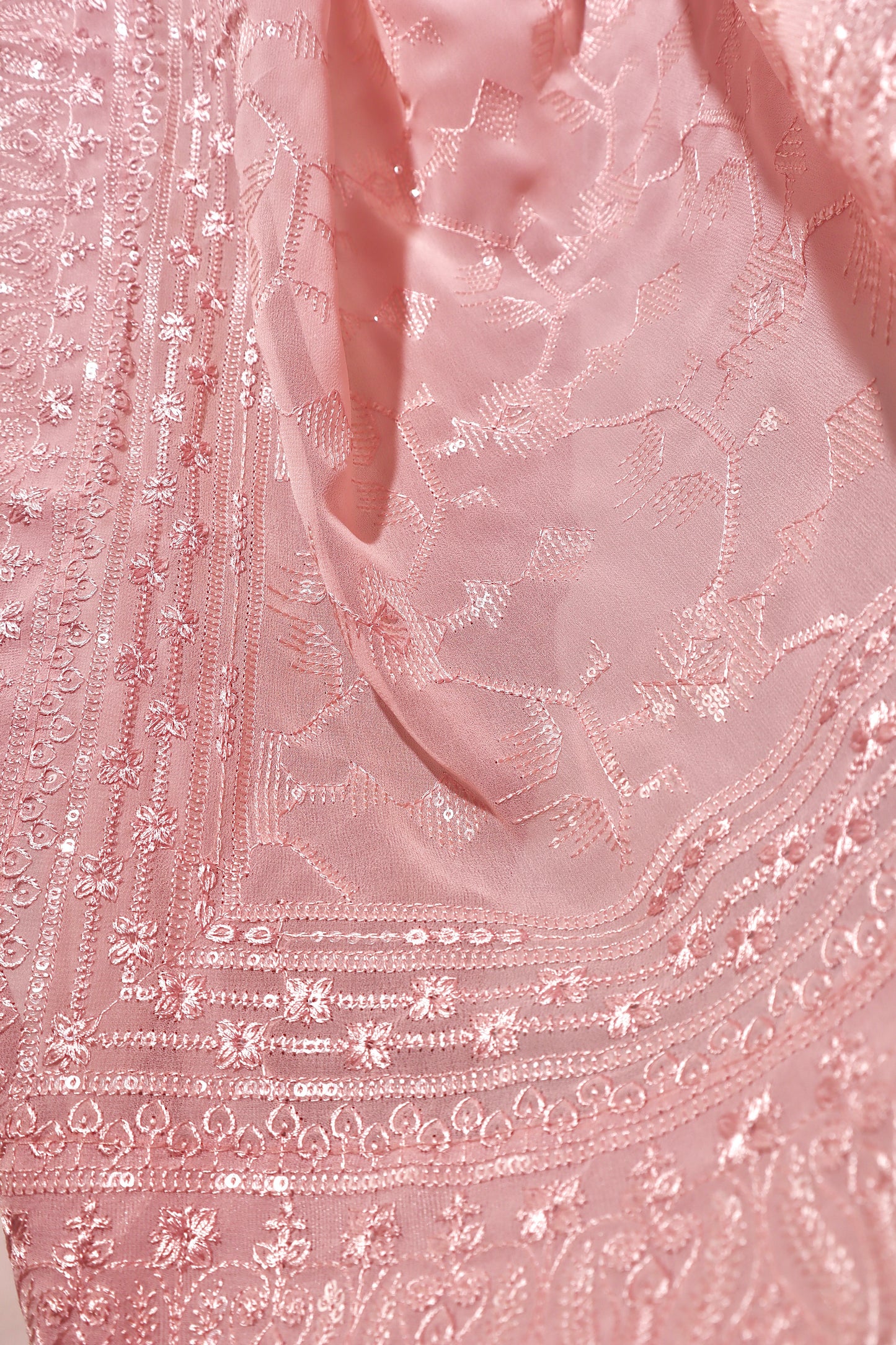 Pink Sequins Georgette Saree - Vanesara