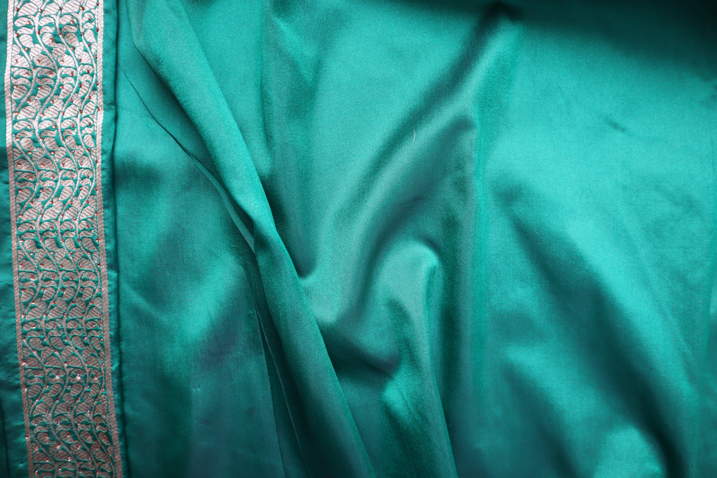 Green Silk Saree with Zari Line Design - Vanesara