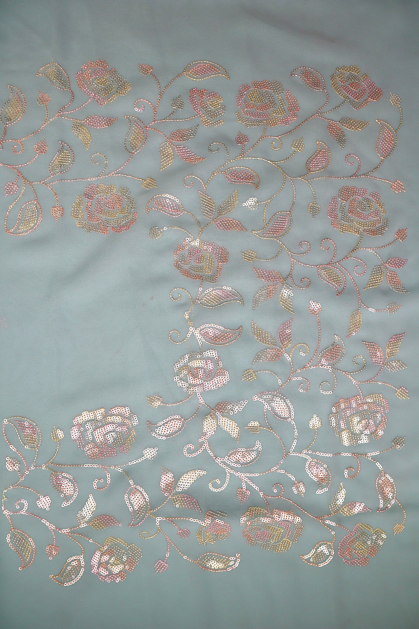 Floral Sequin Work Saree - Vanesara