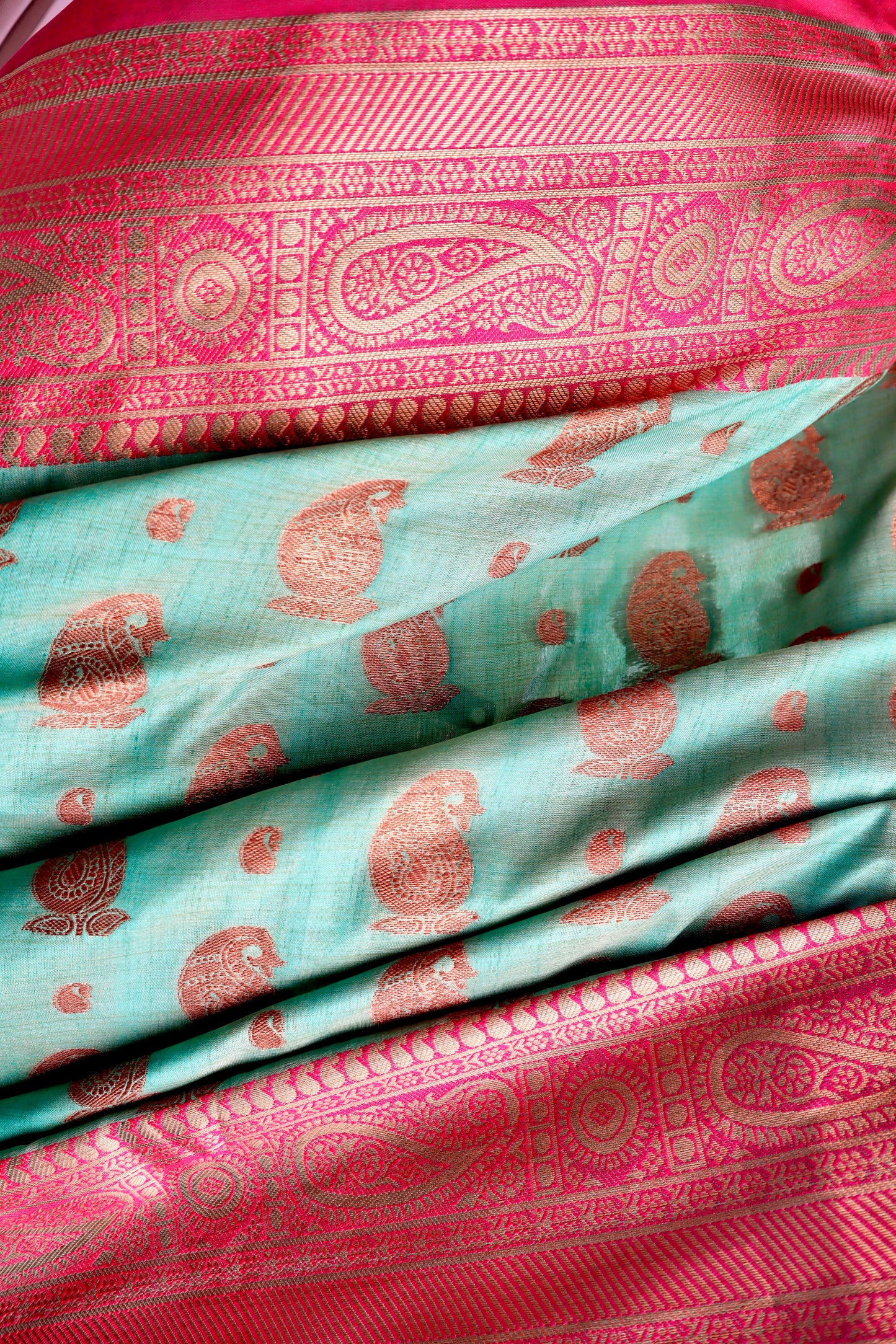 Teal Green Silk Saree - Vanesara