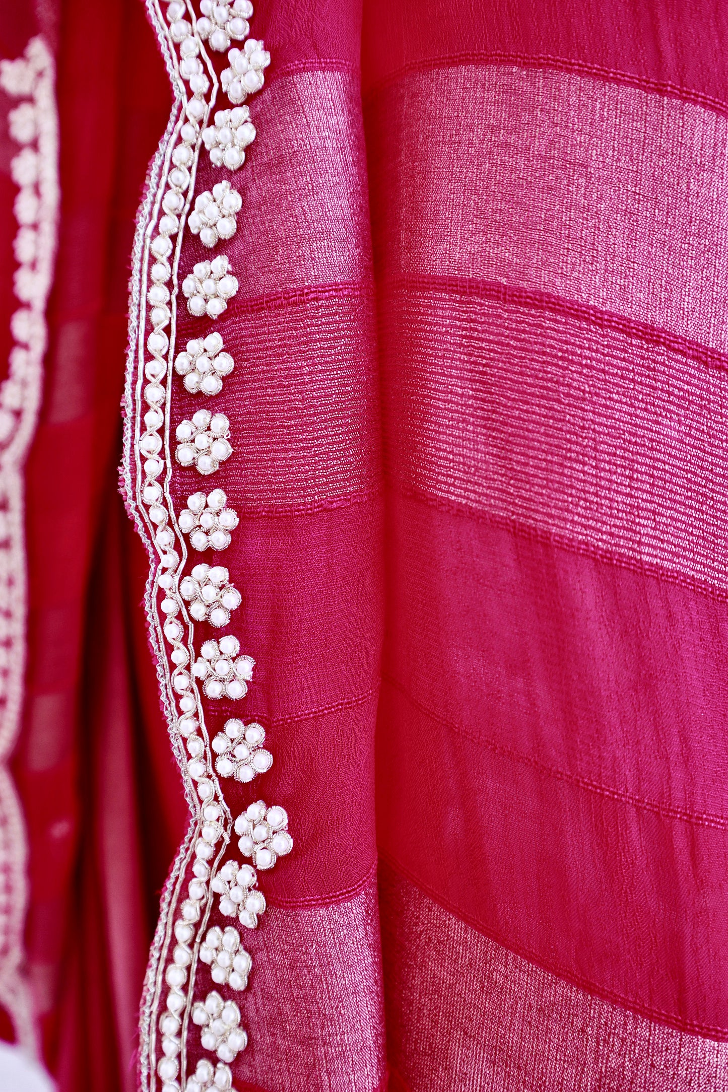 Golden Pink Saree With Handwork - Vanesara