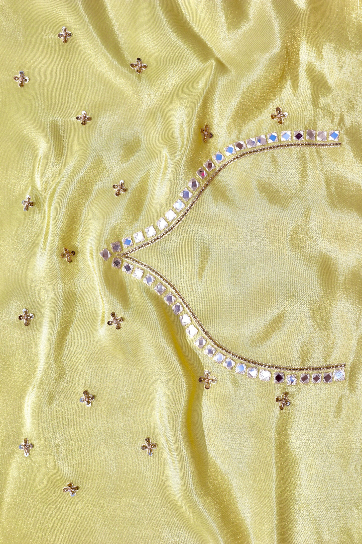Pastel Yellow Tissue Silk Saree - Vanesara