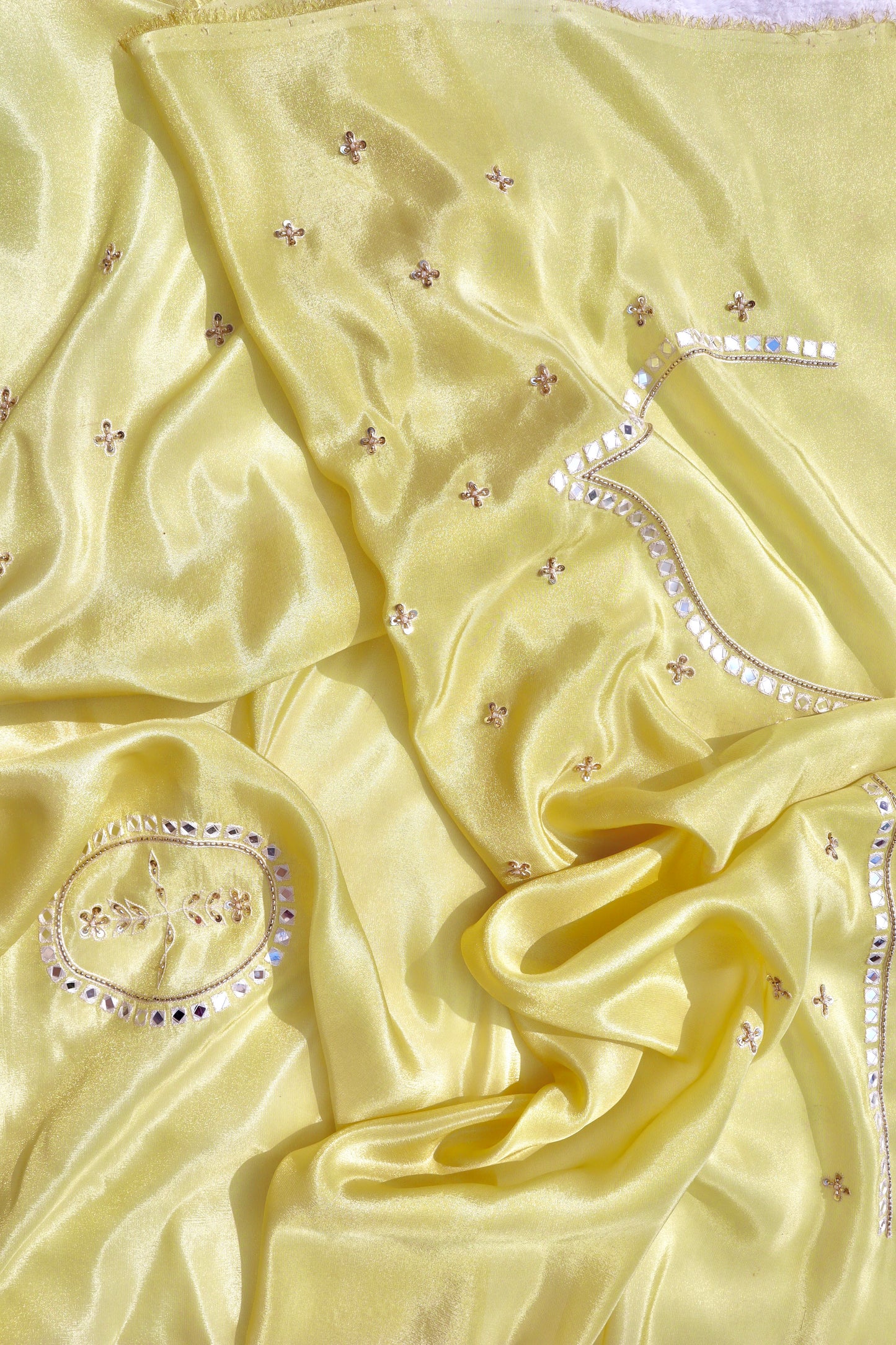 Pastel Yellow Tissue Silk Saree - Vanesara