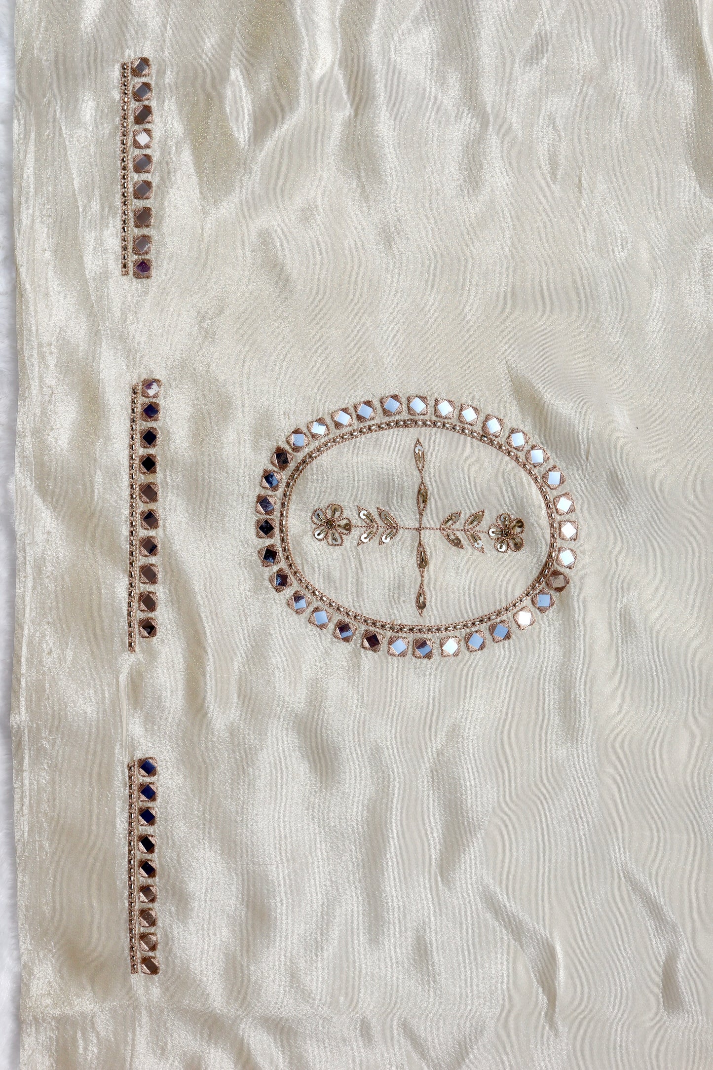 Off White Tissue Silk Saree - Vanesara