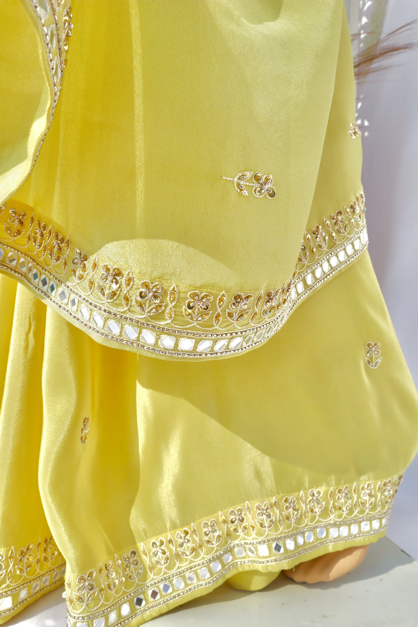 Pastel Yellow Tissue Silk Saree - Vanesara