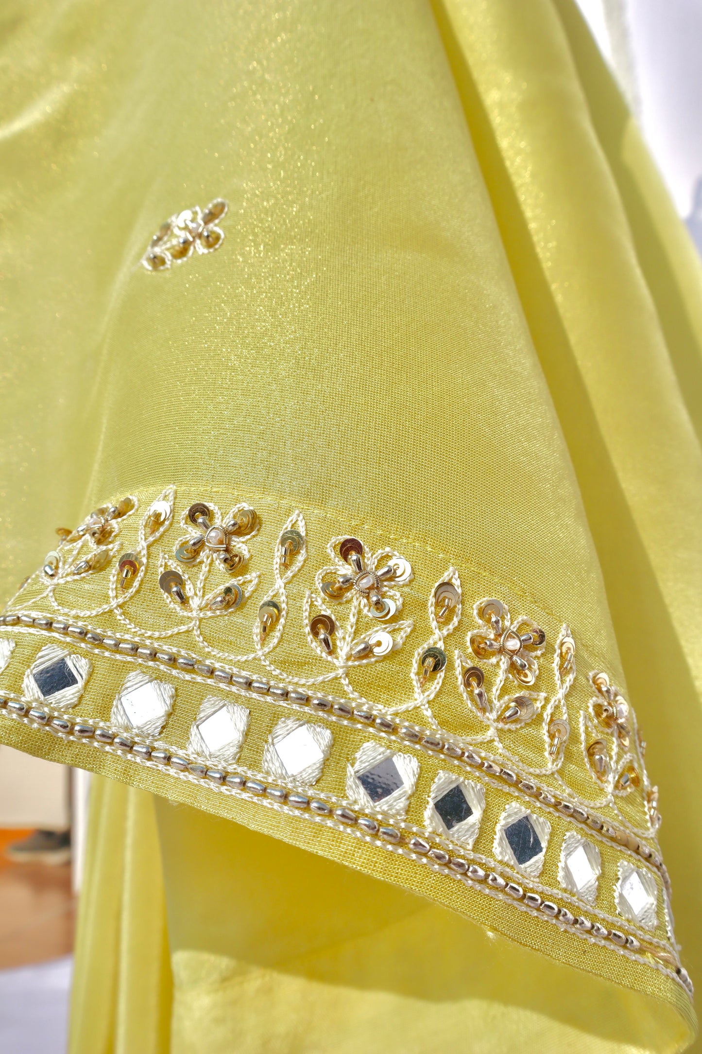 Pastel Yellow Tissue Silk Saree - Vanesara