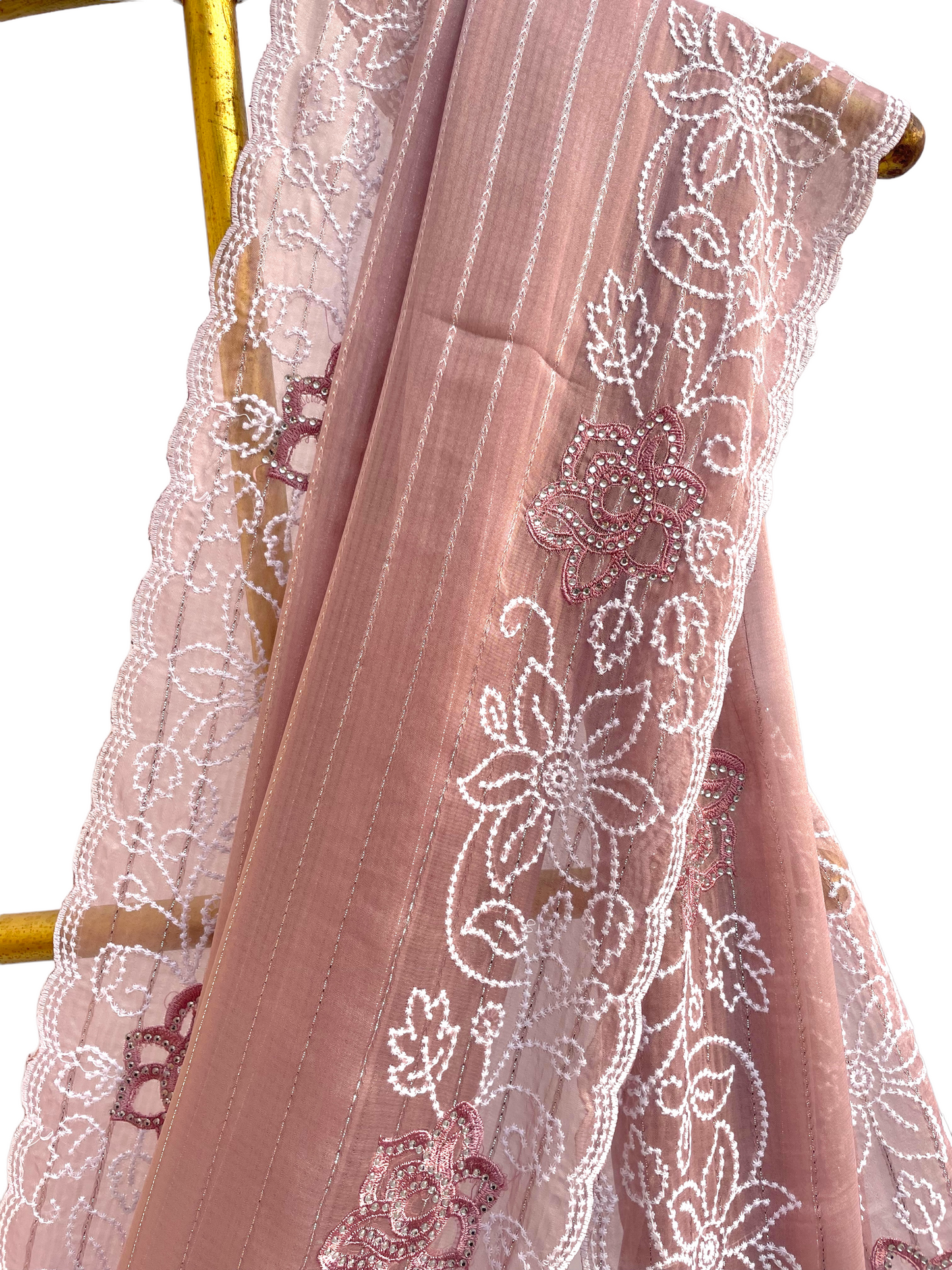 Floral Border Brown Organza Saree