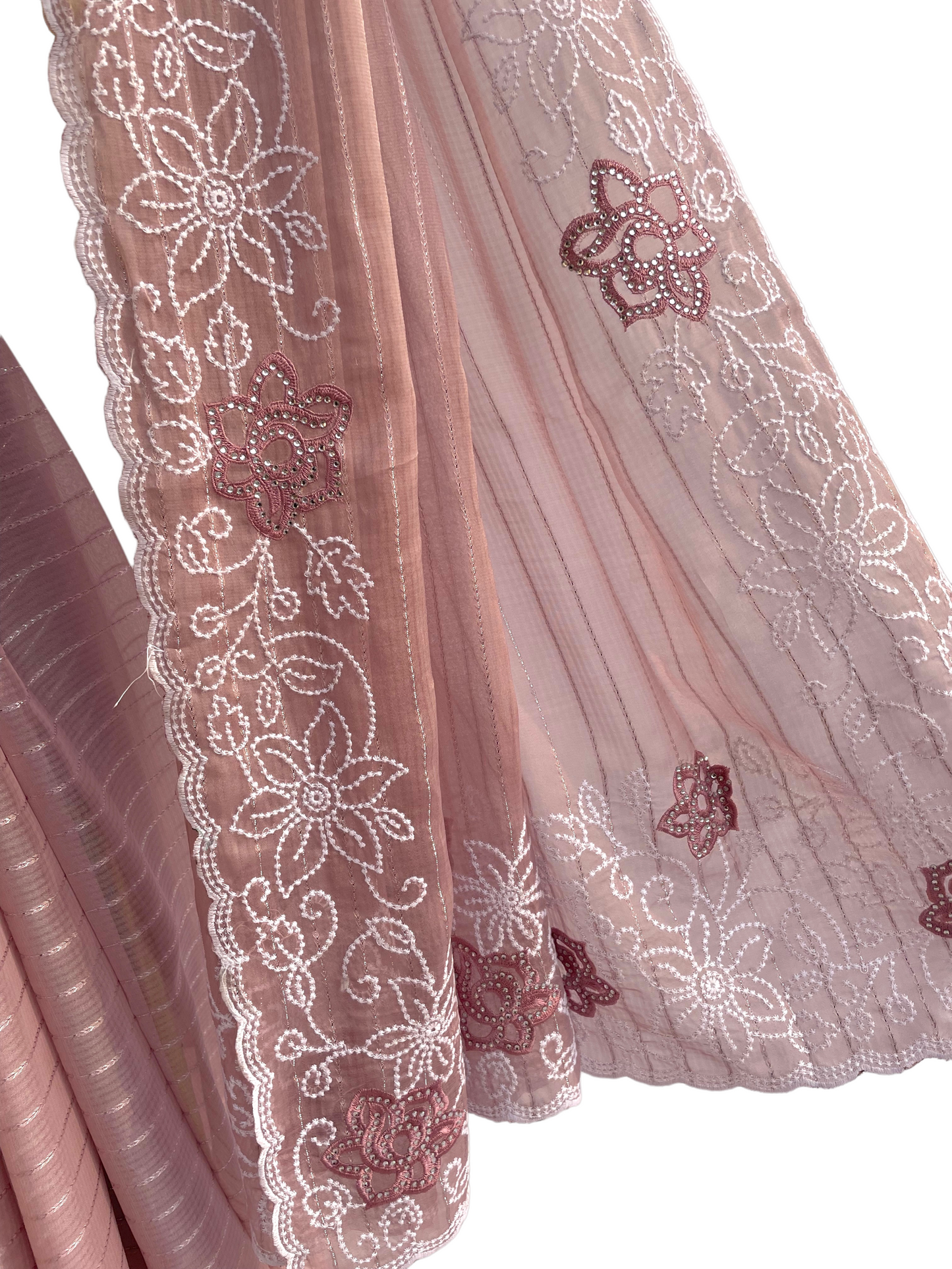 Floral Border Brown Organza Saree