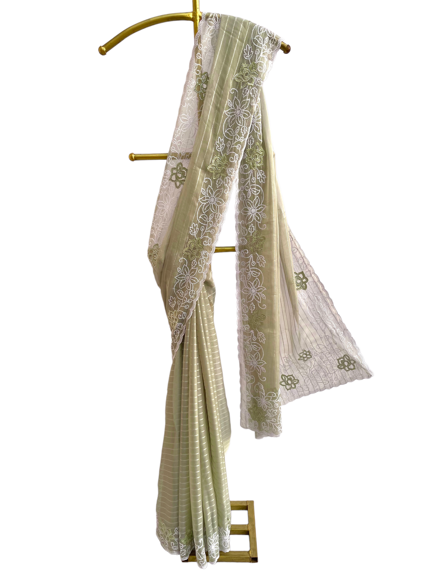 Floral Border Embroidery Organza Saree - Vanesara