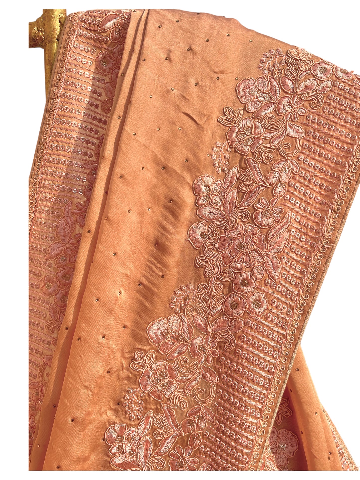 Satin Silk With Floral Embroidery - Vanesara