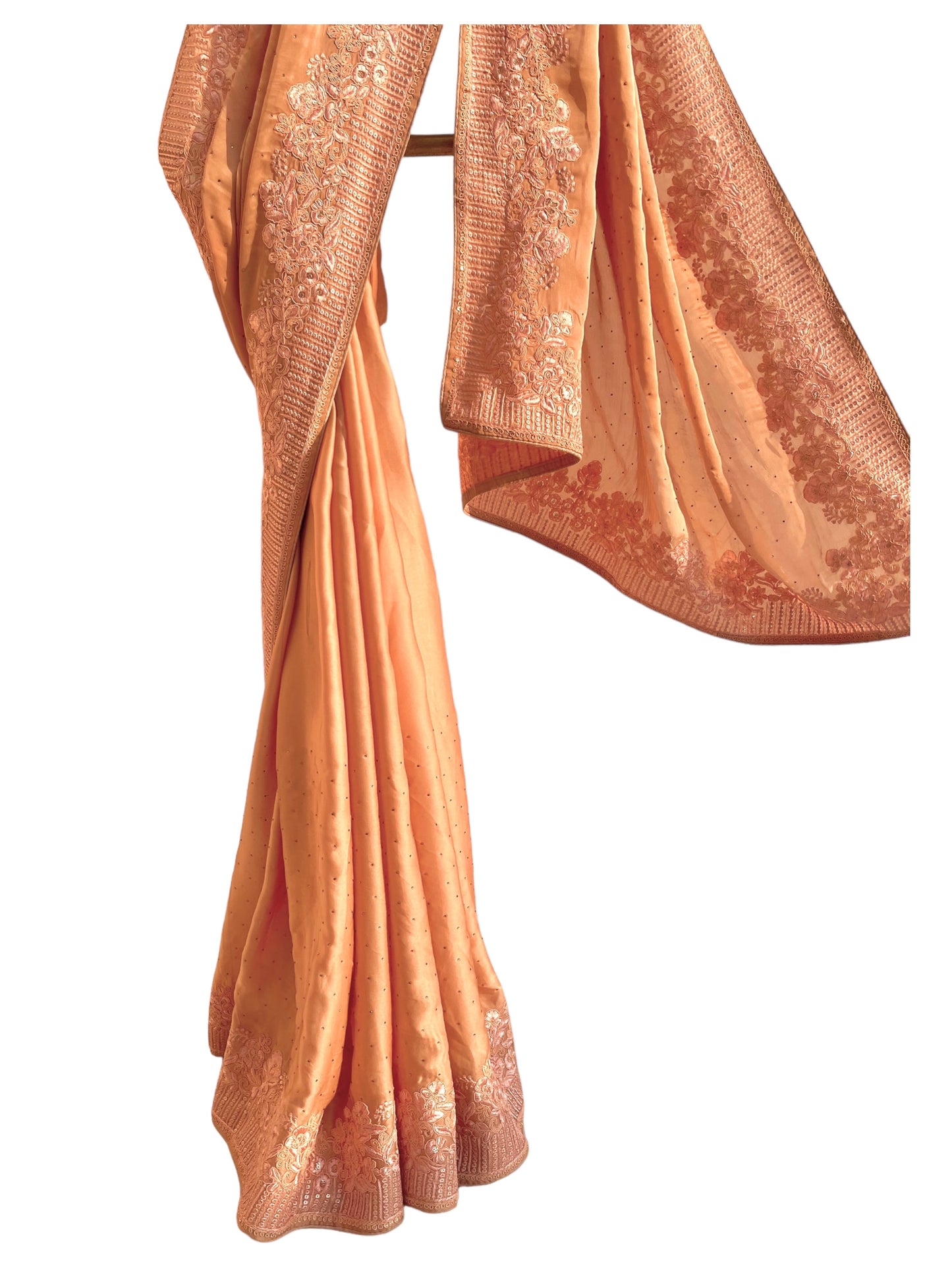 Satin Silk With Floral Embroidery - Vanesara