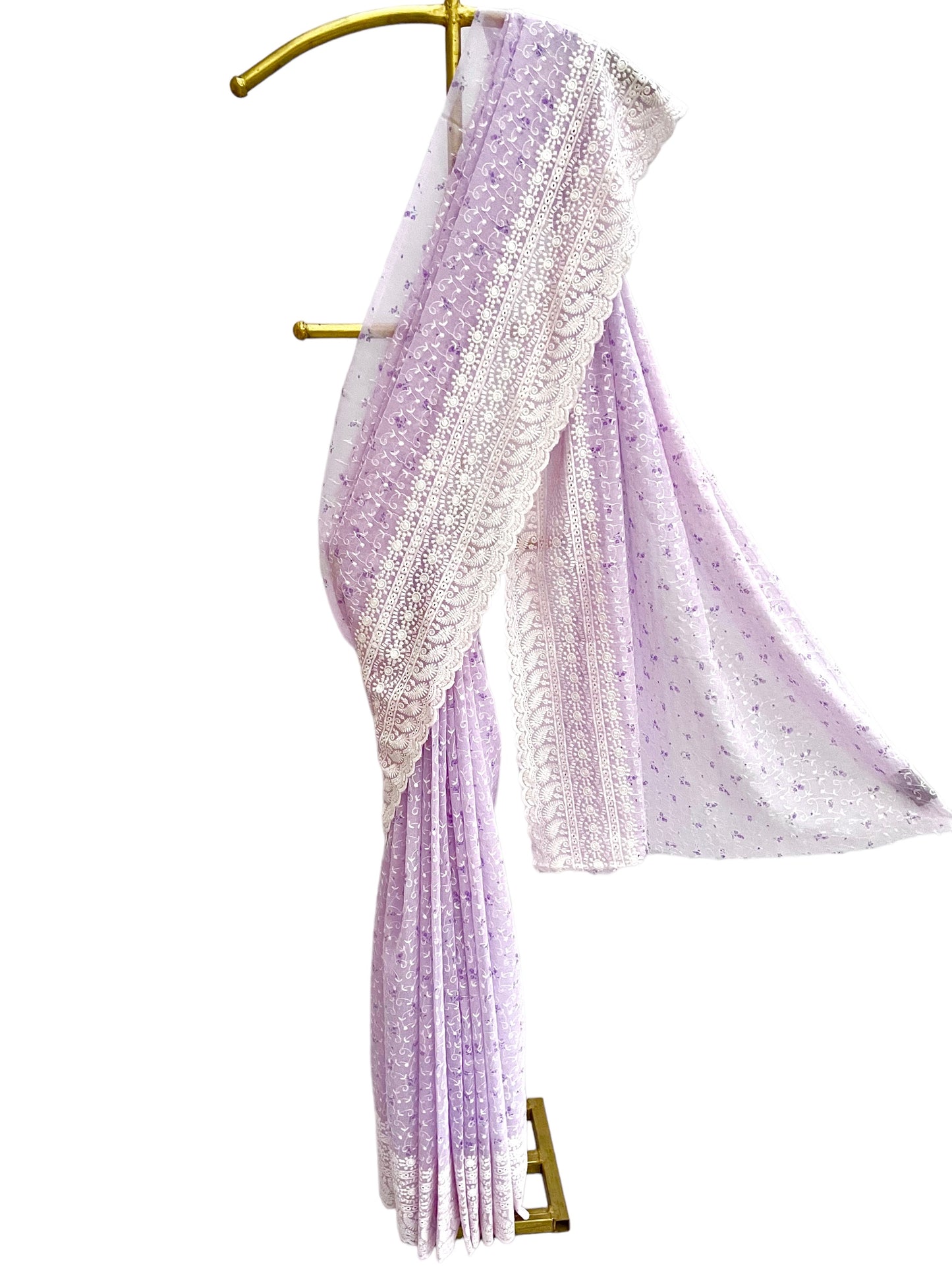Cotton Floral Embroidered Saree - Vanesara