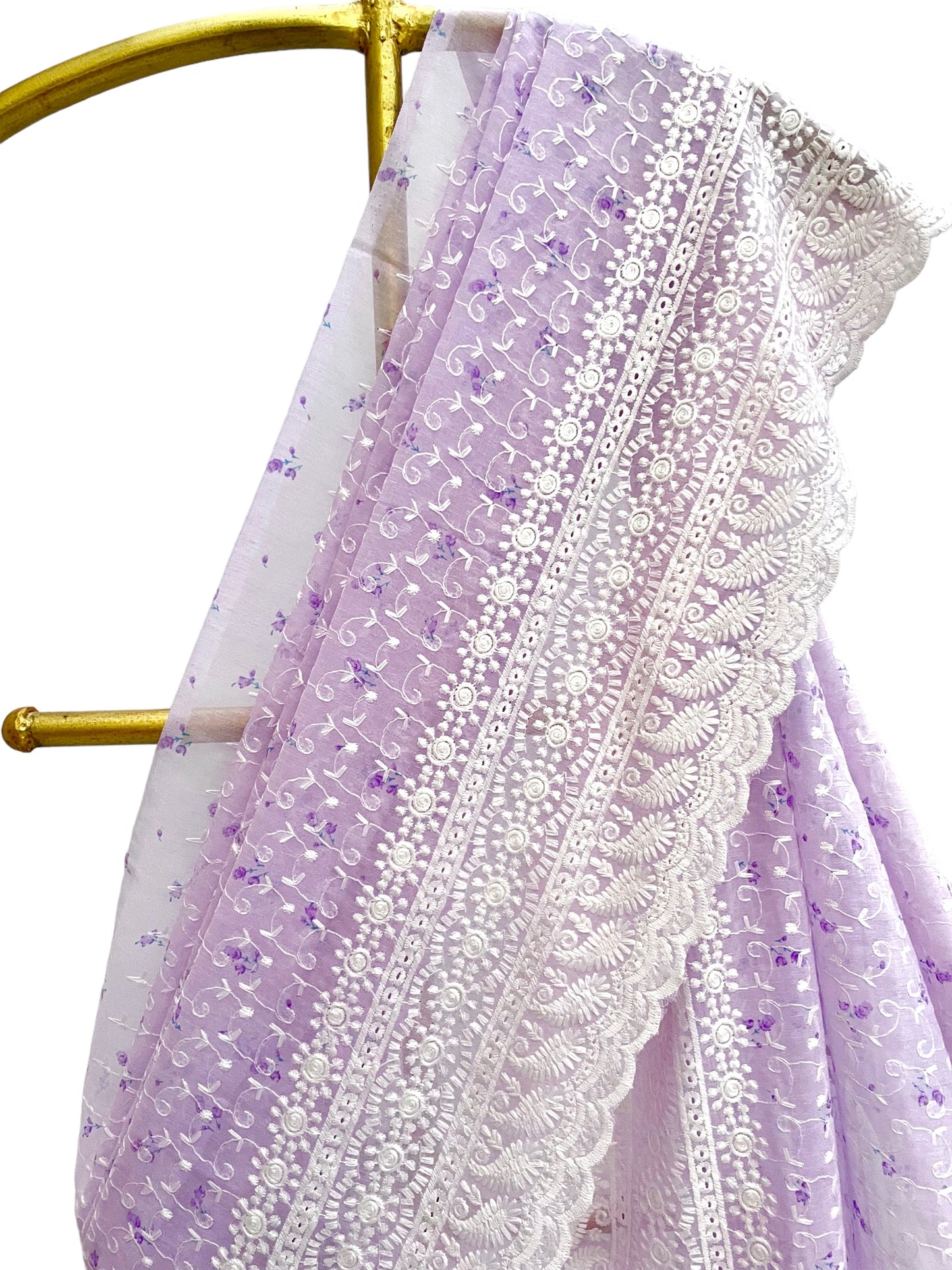 Cotton Floral Embroidered Saree - Vanesara
