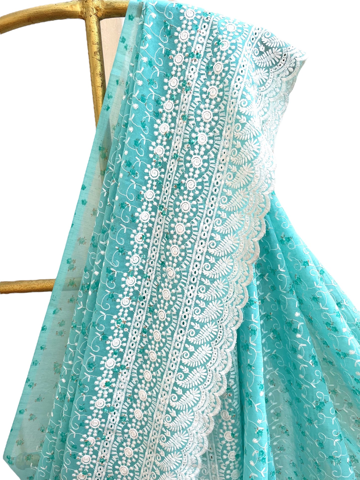 Cotton Floral Embroidered Saree - Vanesara