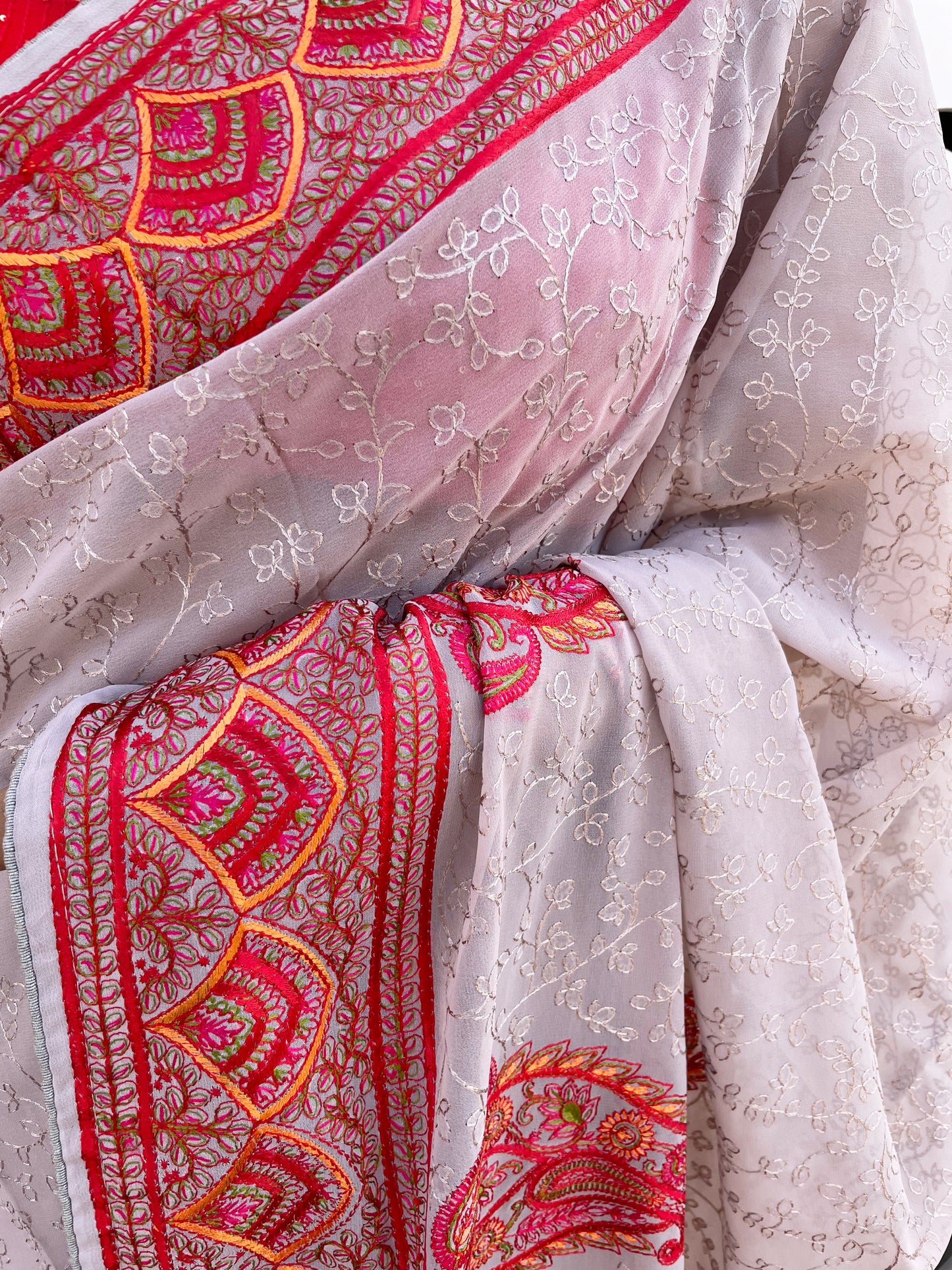 Multi Thread Embroidery Saree - Vanesara