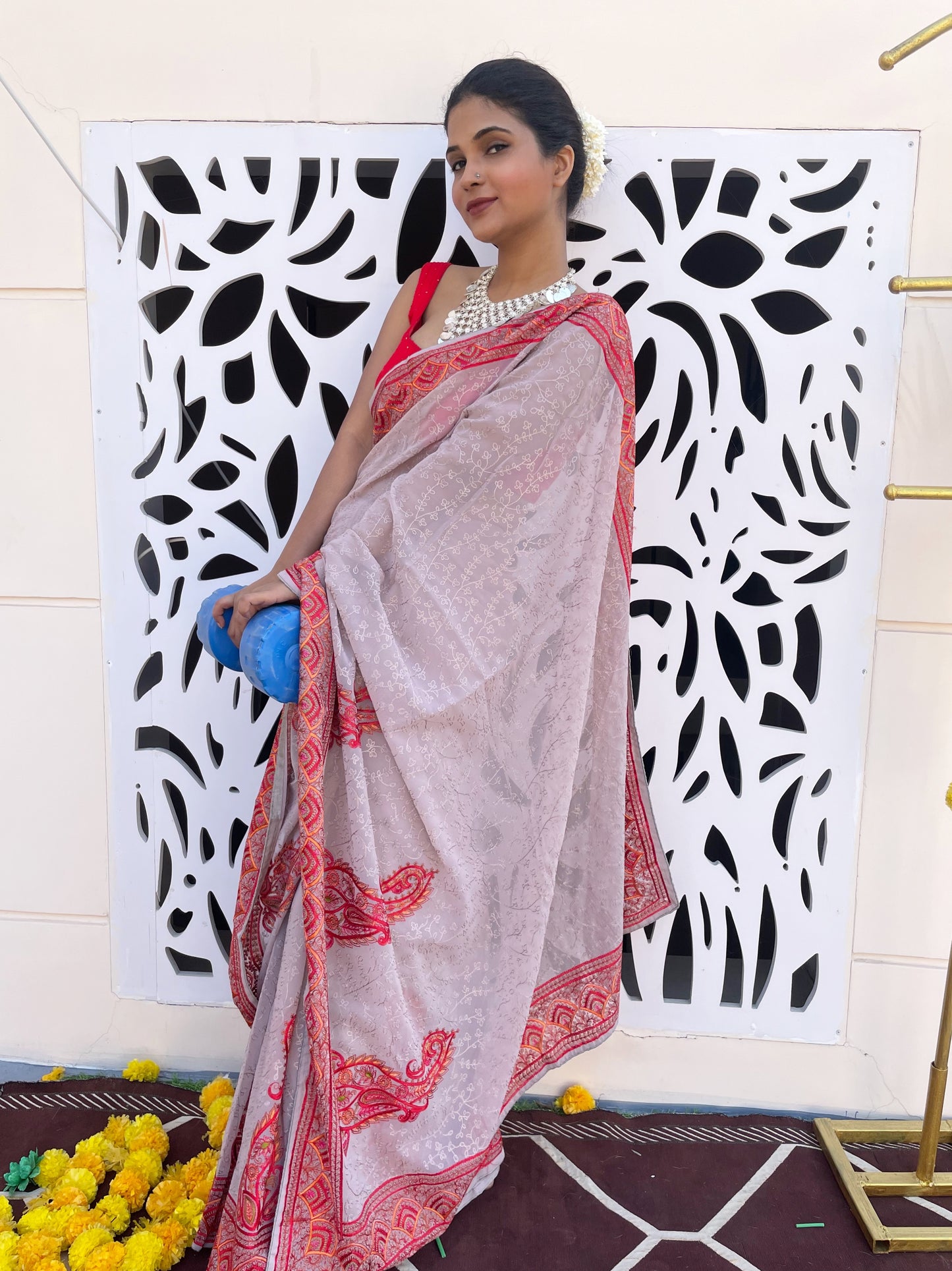 Multi Thread Embroidery Saree - Vanesara