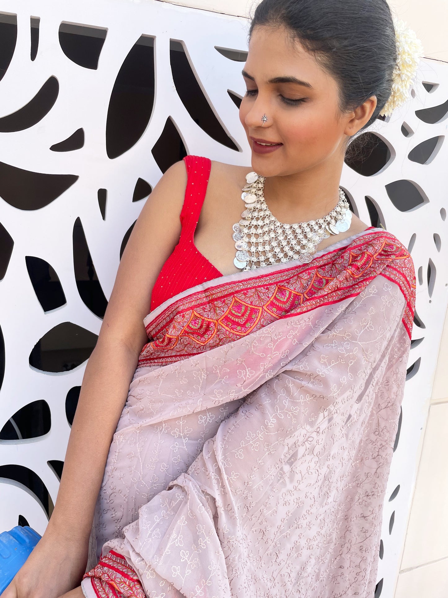 Multi Thread Embroidery Saree - Vanesara