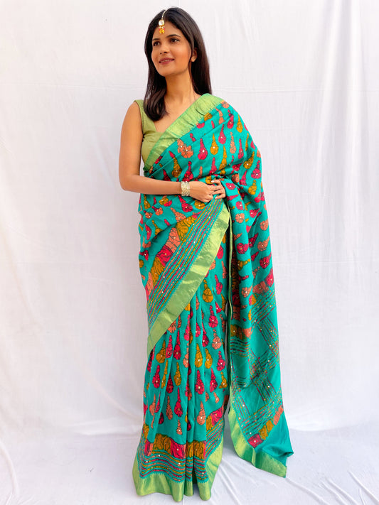 Bati Highlights Multicolor Saree