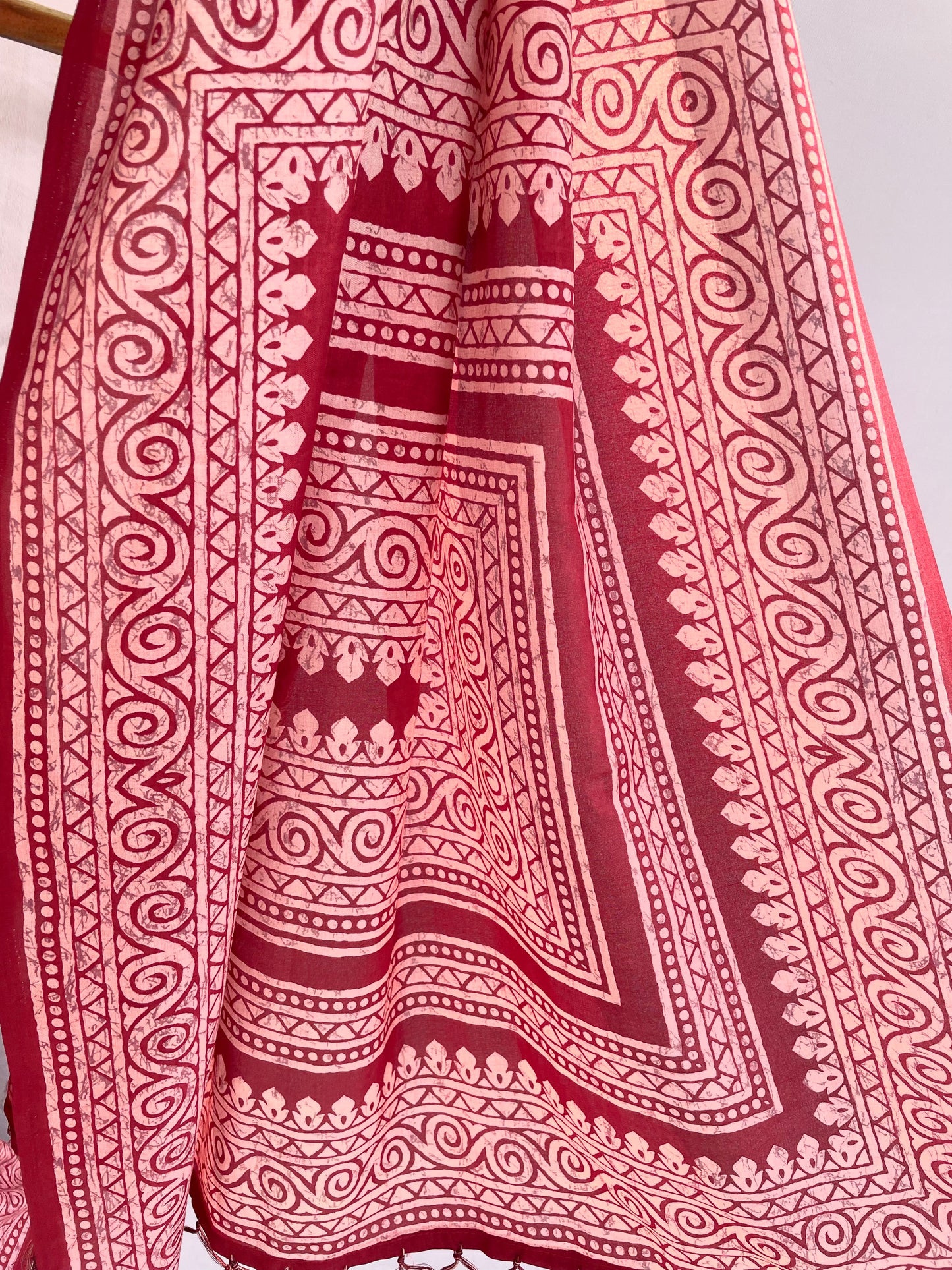 Red Cotton embroidered saree