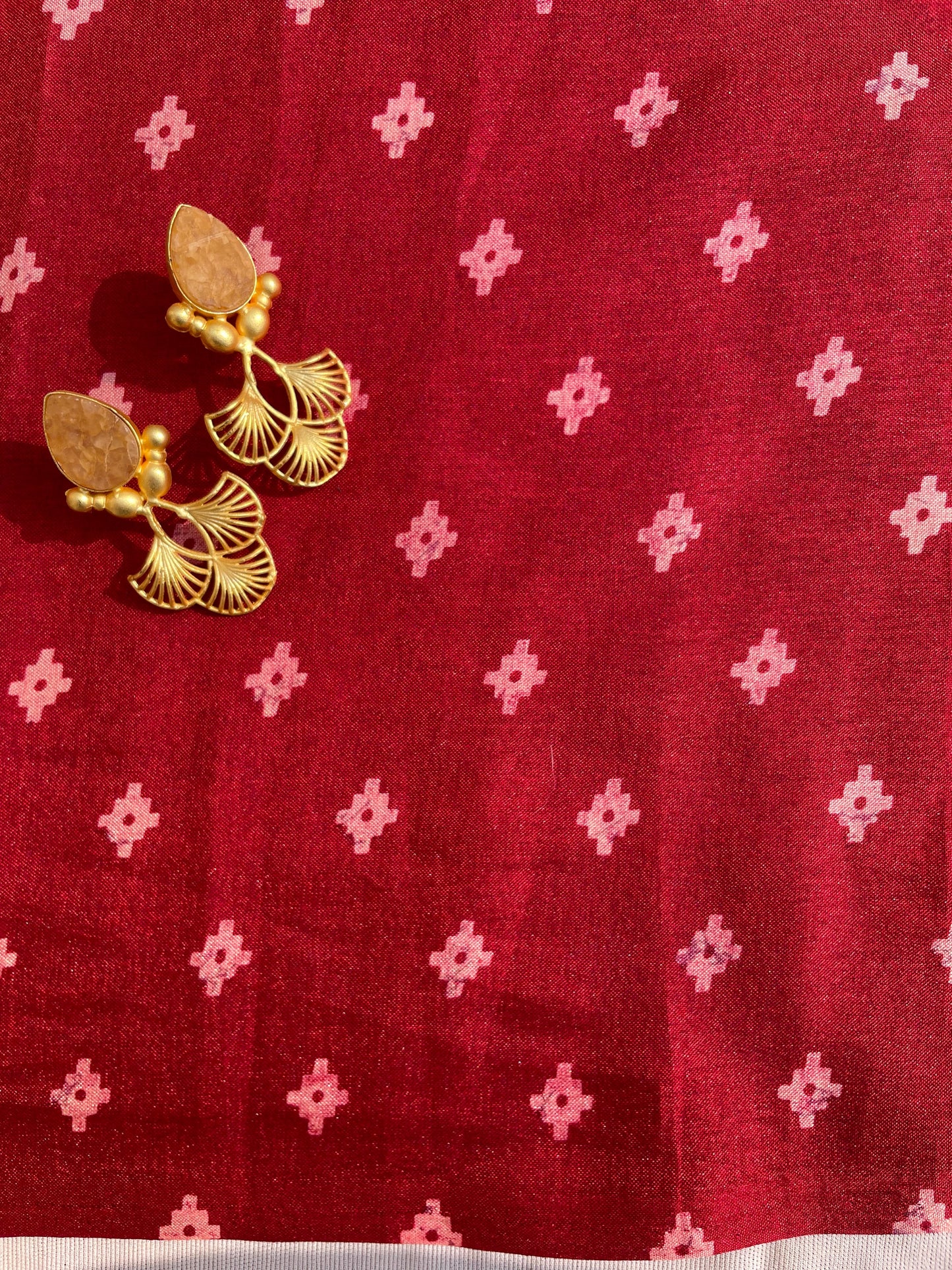 Red Cotton embroidered saree