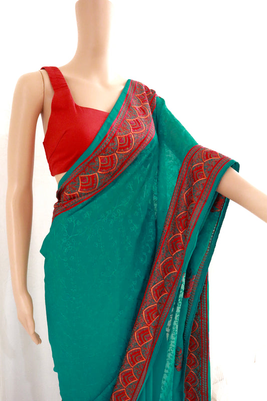 Multi Thread Embroidery Saree