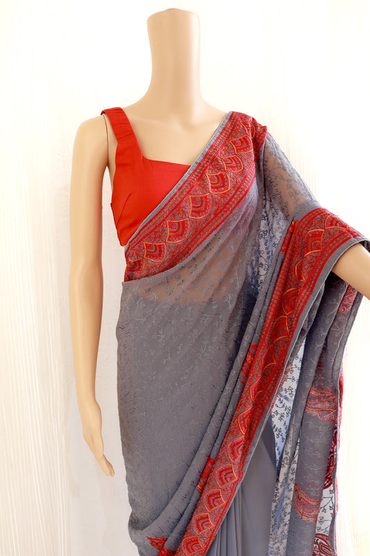 Multi Thread Embroidery Saree